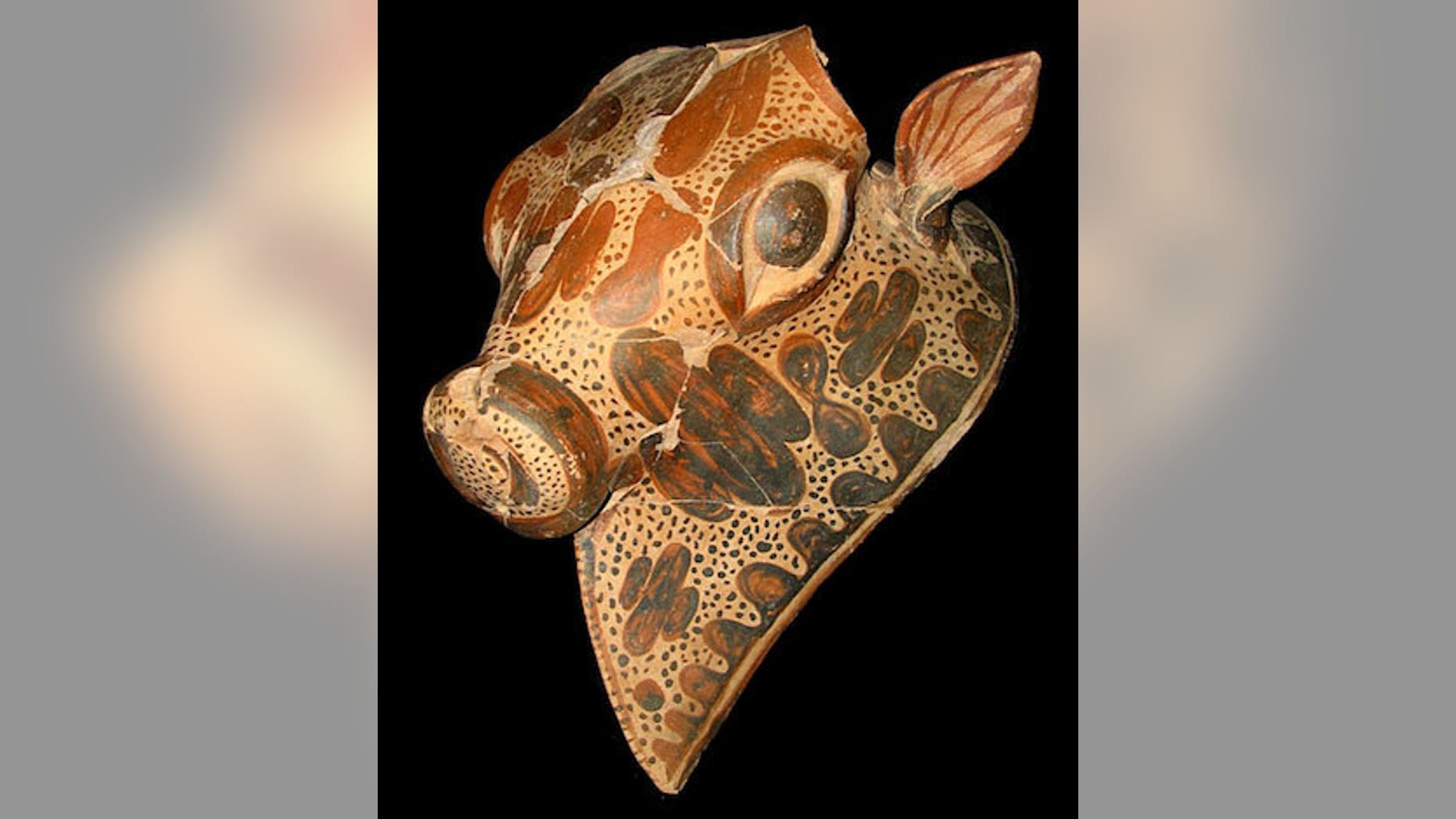New excavations at a site near historical Sparta may have uncovered the lost ruins of a Mycenaean Spartan palace. Among the treasures found a the site were cultic objects, such as this bull's head rhyton, or ceremonial drinking goblet.