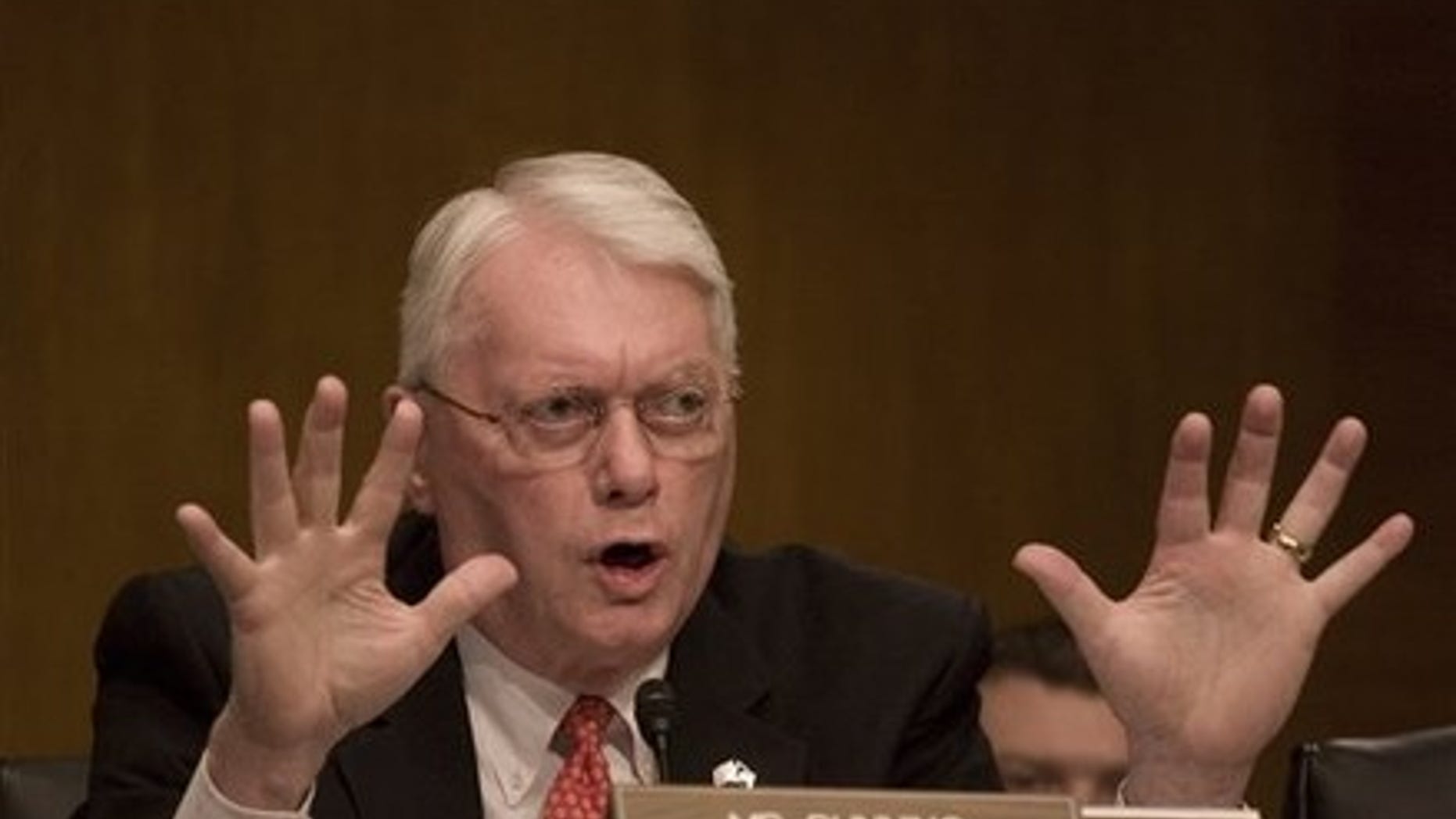 October 20, 2009: Senate Banking Committee member Sen. Jim Bunning, R-Ky. gestures on Capitol Hill during a hearing on the housing market. (AP Photo)