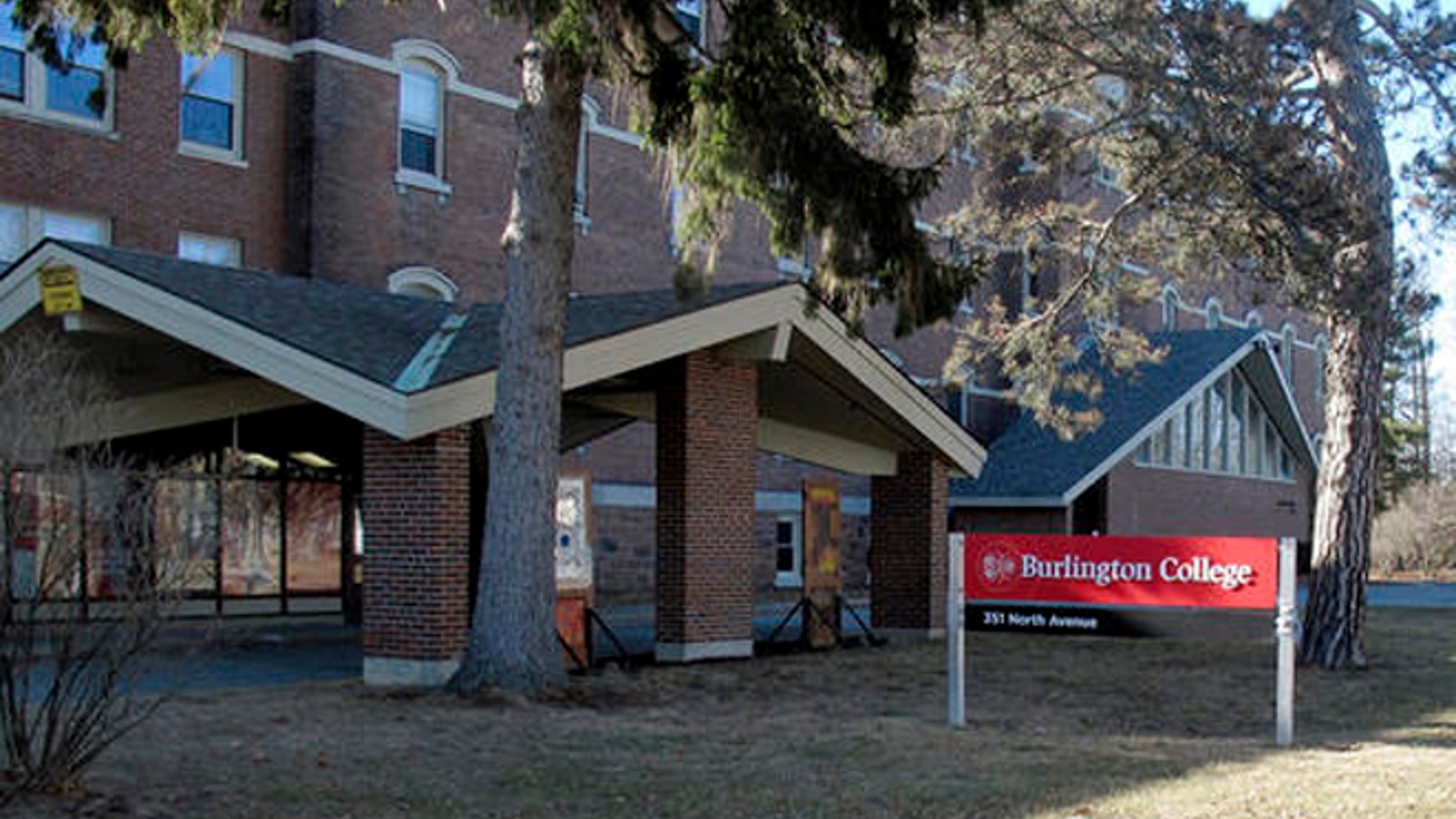 This Feb. 22, 2015 photo shows a building on the campus of Burlington College in Burlington, Vt.