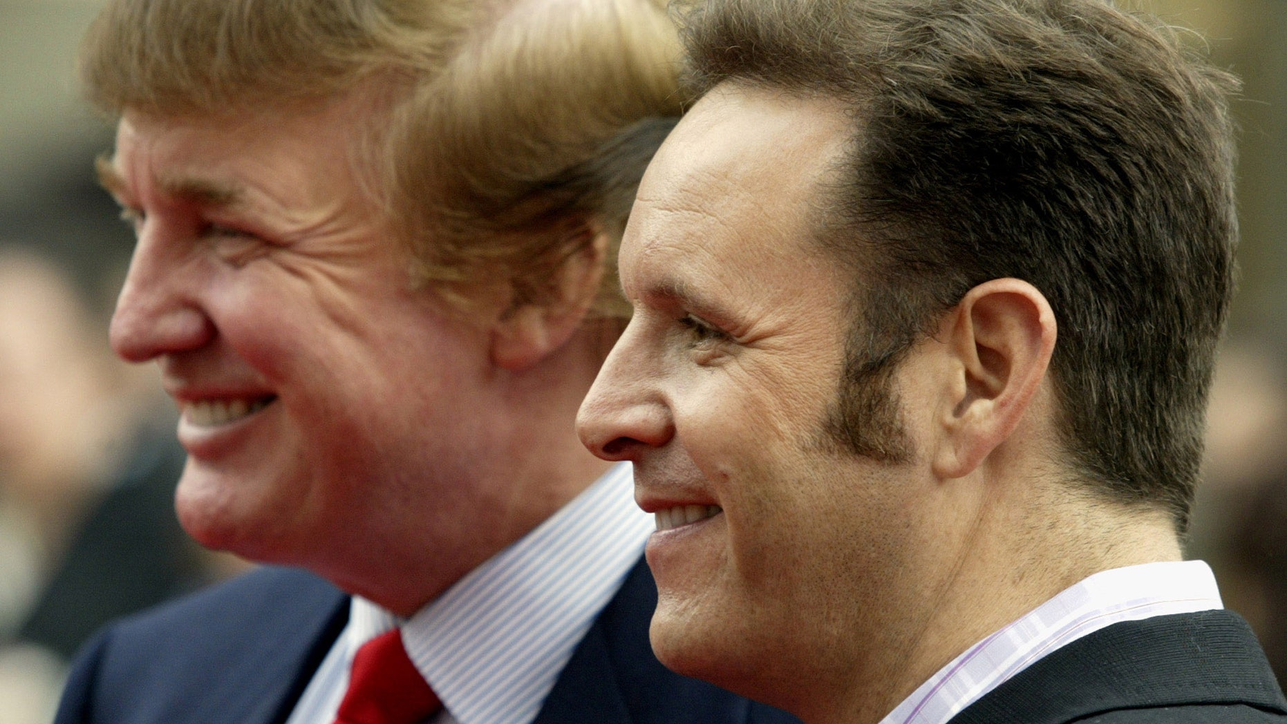 Donald Trump and Mark Burnett at NBC's announcement of it's 2003-2004 program schedule in New York, May 12, 2003.
