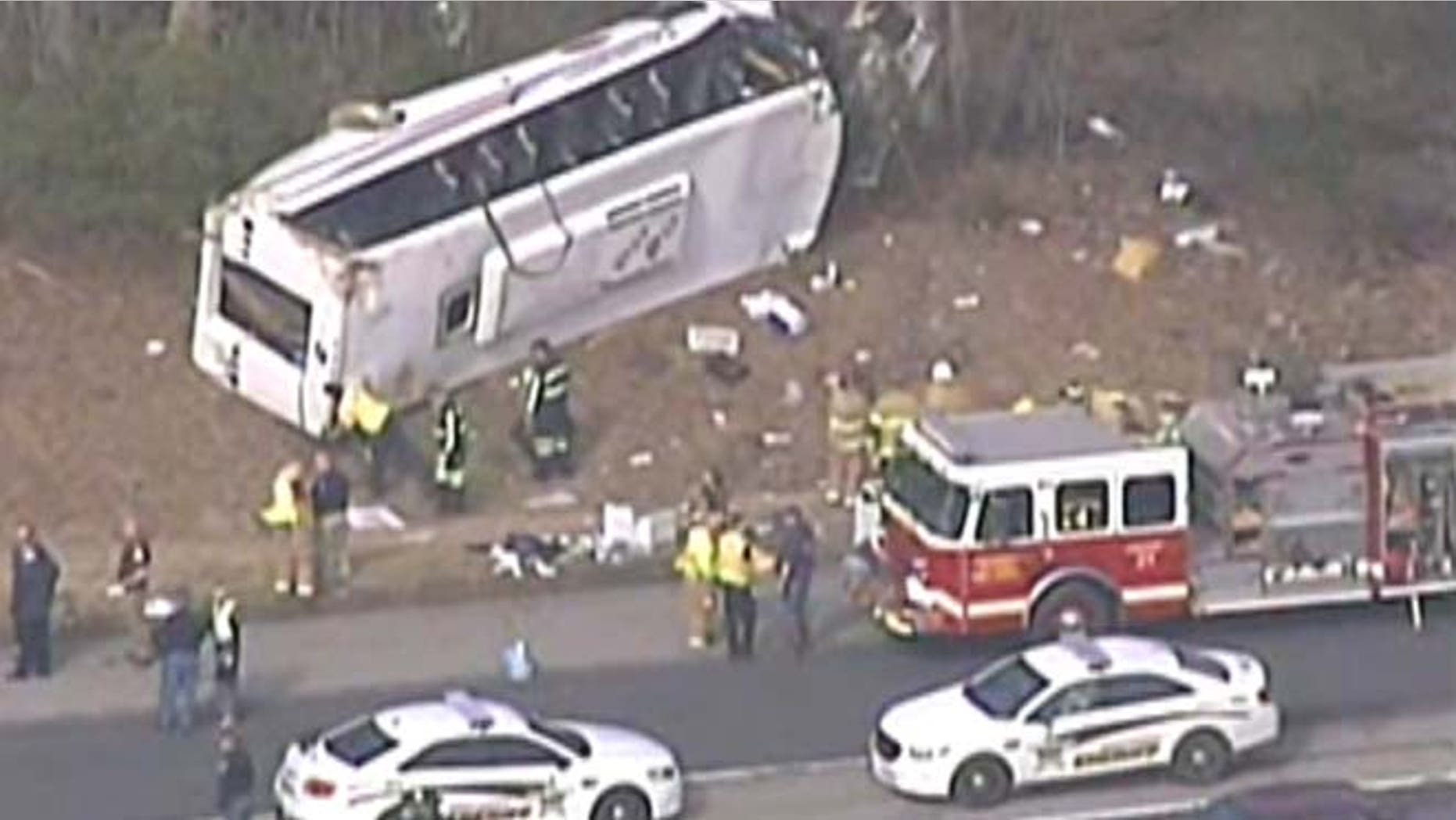 March 12, 2015: Indiana State Police say at least 20 people are injured, including children, after a tour bus overturned on Interstate 65 in southern Indiana, RTV6 reports.