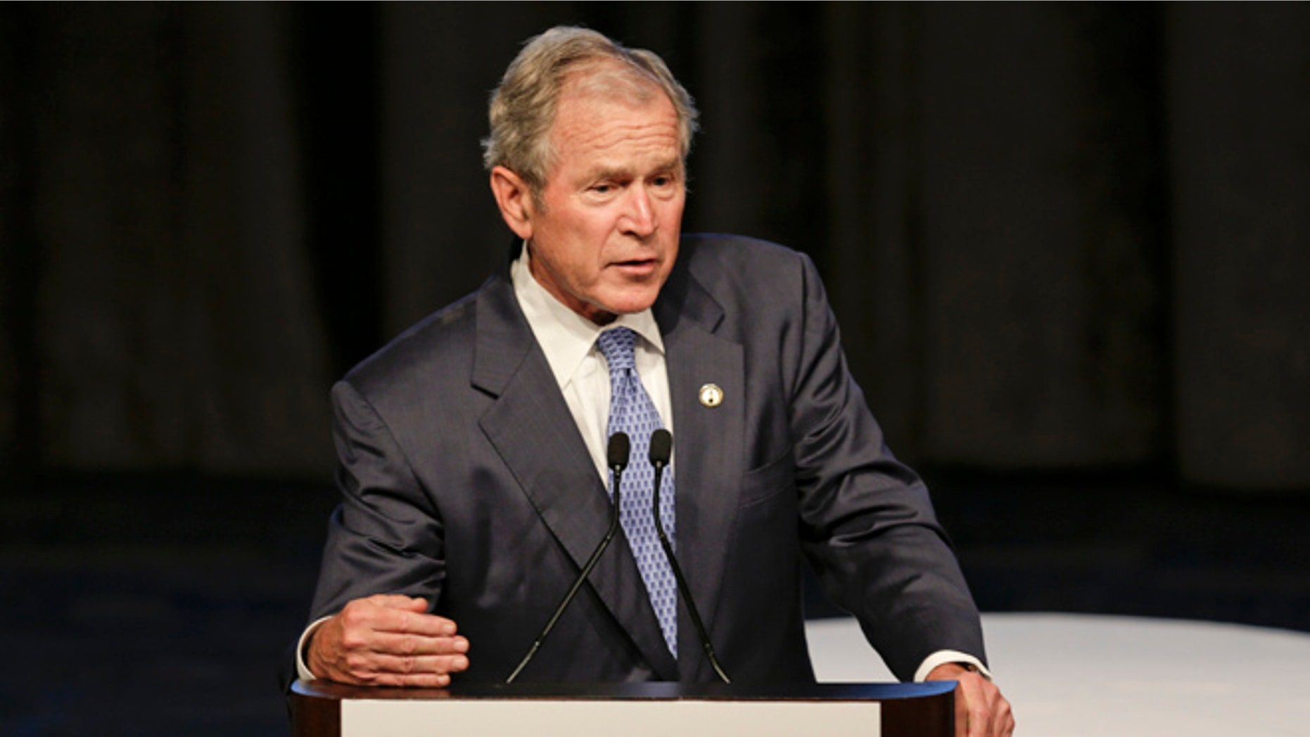 June 18, 2015: Former President George W. Bush speaks at the 74th Annual Father of the Year Awards benefit luncheon in New York.