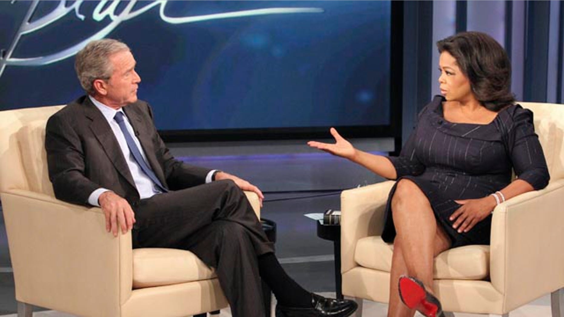 Oct. 28: Bush during taping of ‘The Oprah Winfrey Show’ at Harpo Studios in Chicago. The show aired nationally on Nov. 9.