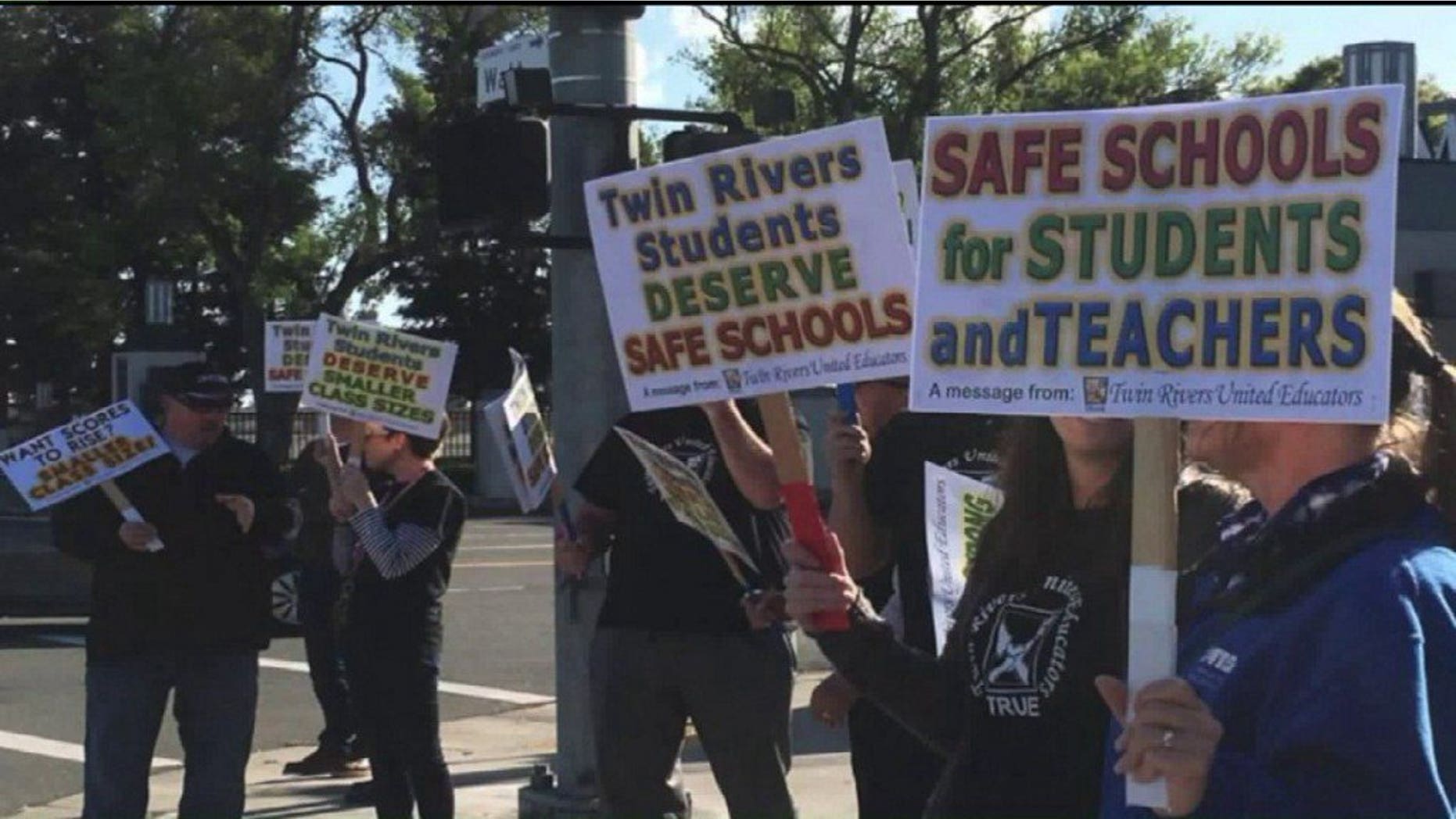 Many of the teachers are arguing for smaller class sizes and bigger pay raises.
