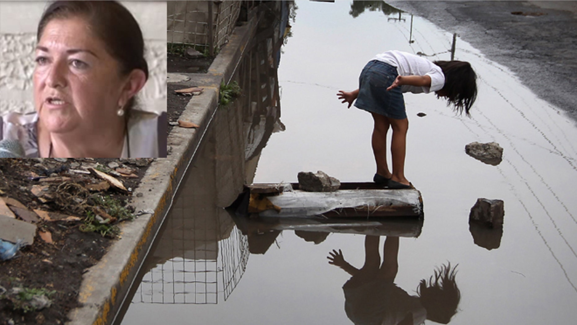 Tecamachalco, Puebla is experiencing an increase in homelessness. Inset: Councilwoman Olga Gutiérrez Machorro. (Main photo by John Moore/Getty Images; Gutiérrez Machorro: Via YouTube)