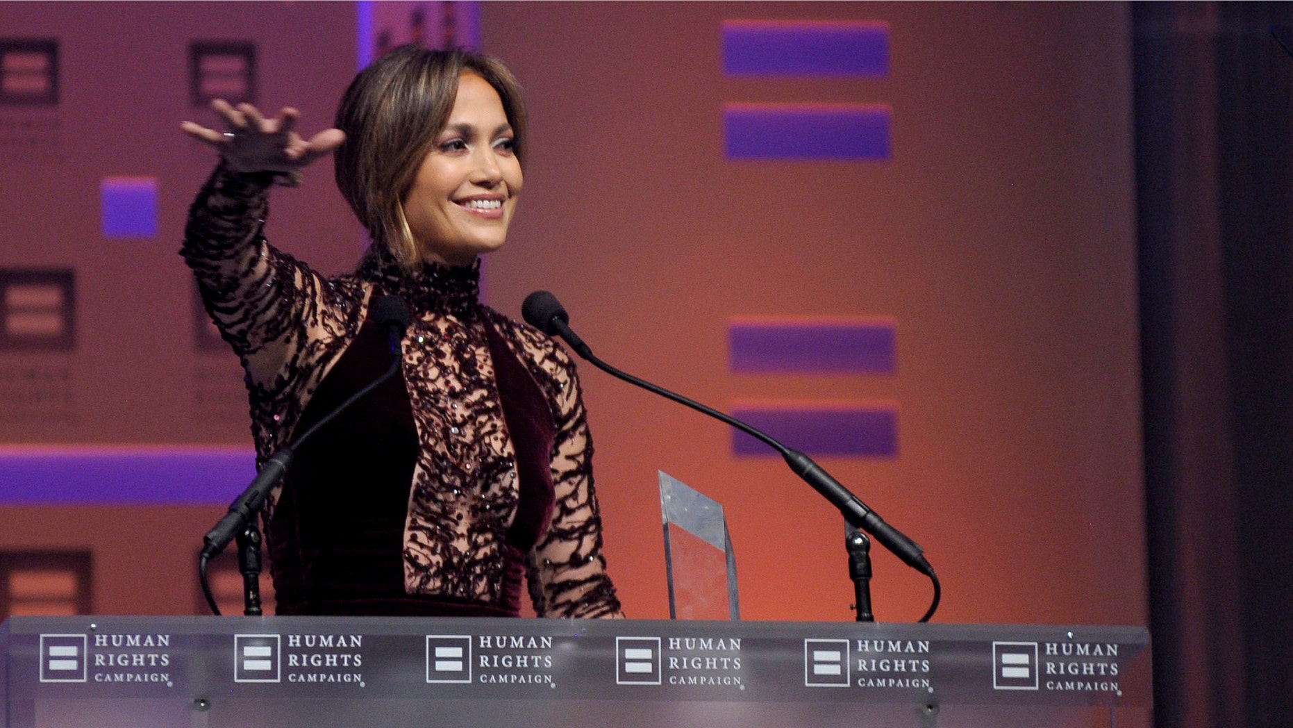 Jennifer Lopez at the HRC National Dinner at Washington Convention Center on October 5, 2013 in Washington, DC.