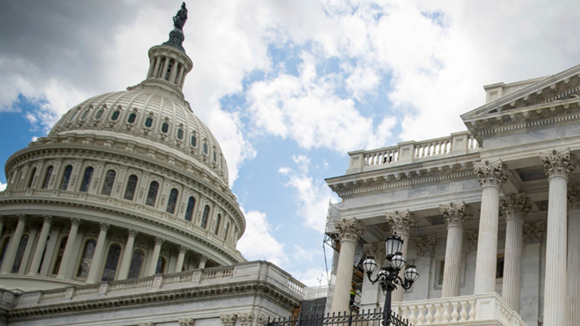 Democratic senators held a news conference outside the Capitol Building on June 27, 2017 against Republican Senate health care bill.
