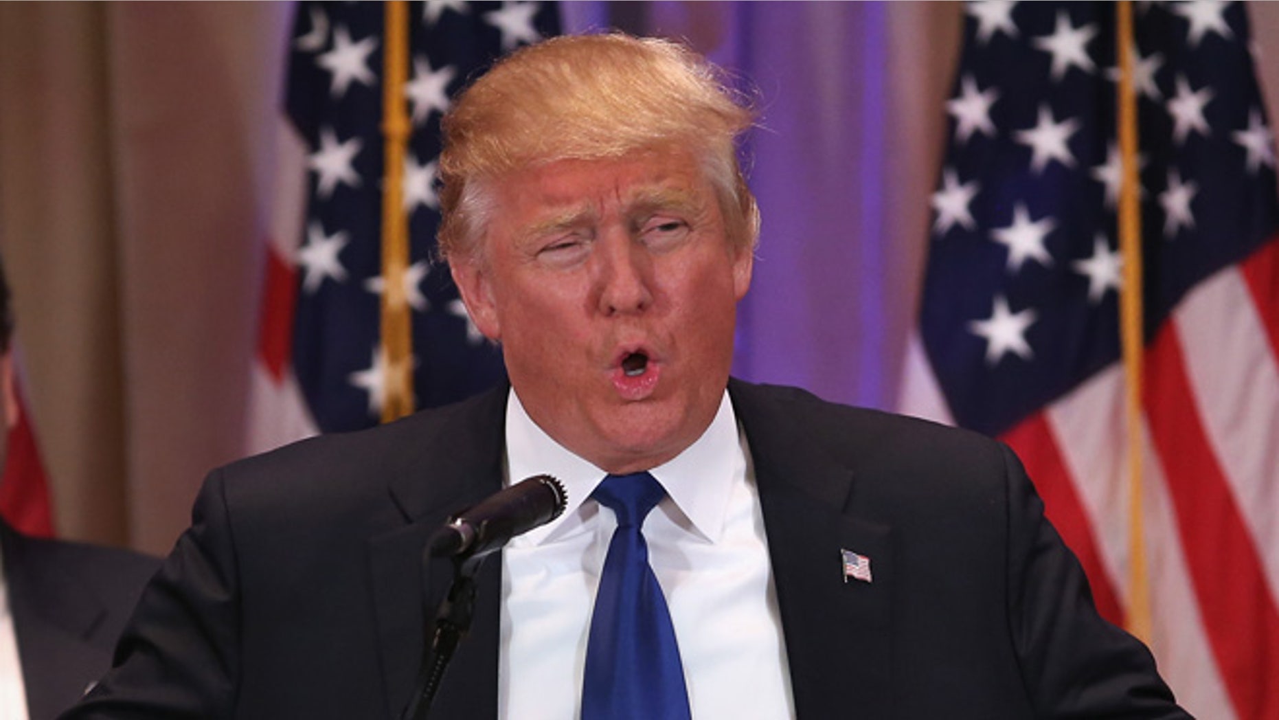 PALM BEACH, FL - MARCH 01: Republican Presidential frontrunner Donald Trump speaks to the media at his Mar-A-Lago Club on Super Tuesday, March 1, 2016 in Palm Beach, Florida. Trump held a press conference, flanked by New Jersey Governor Chris Christie, after the polls closed in a dozen states nationwide. (Photo by John Moore/Getty Images)