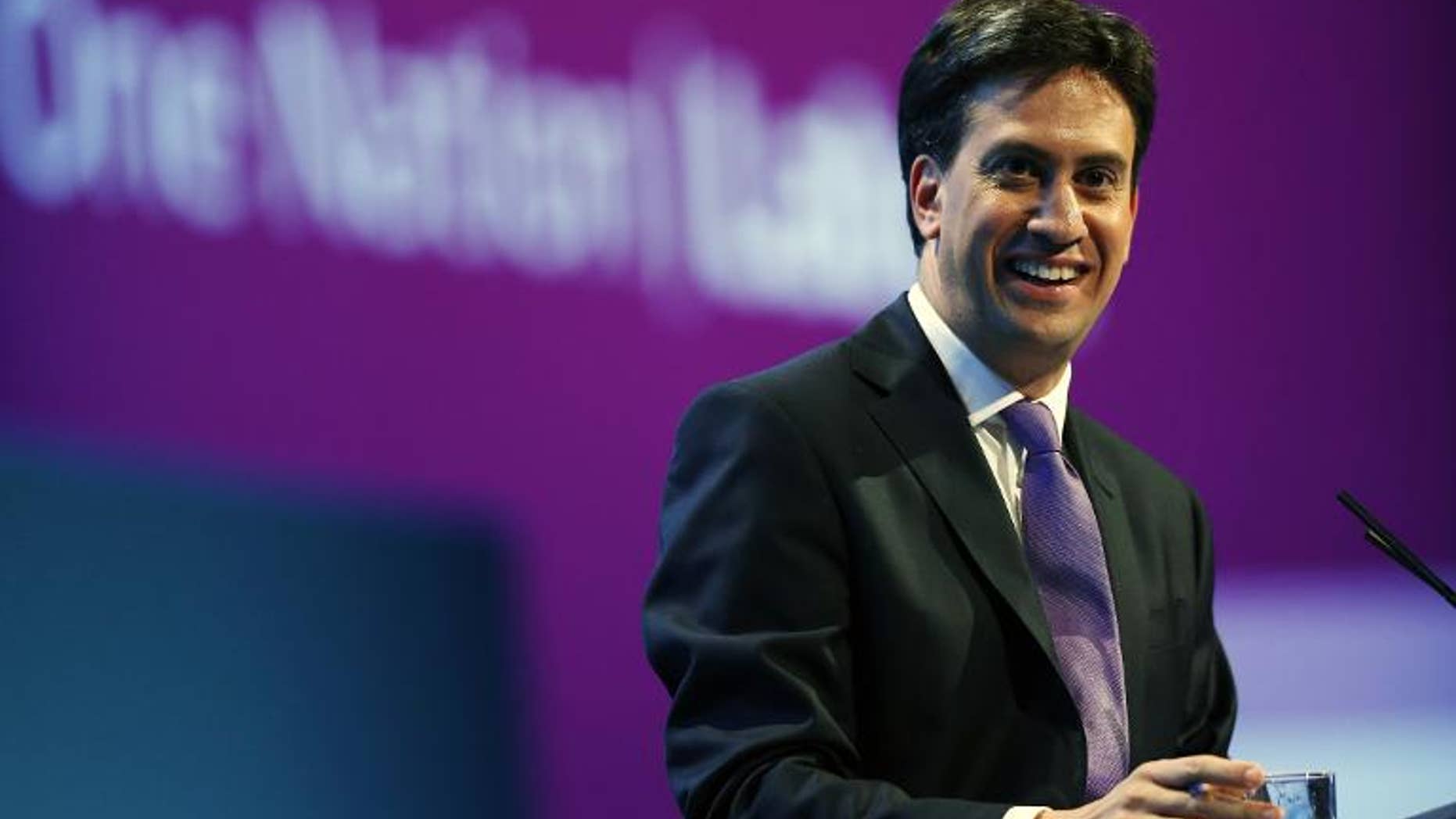 Party leader Ed Miliband attends the Labour party conference in Brighton on September 25, 2013