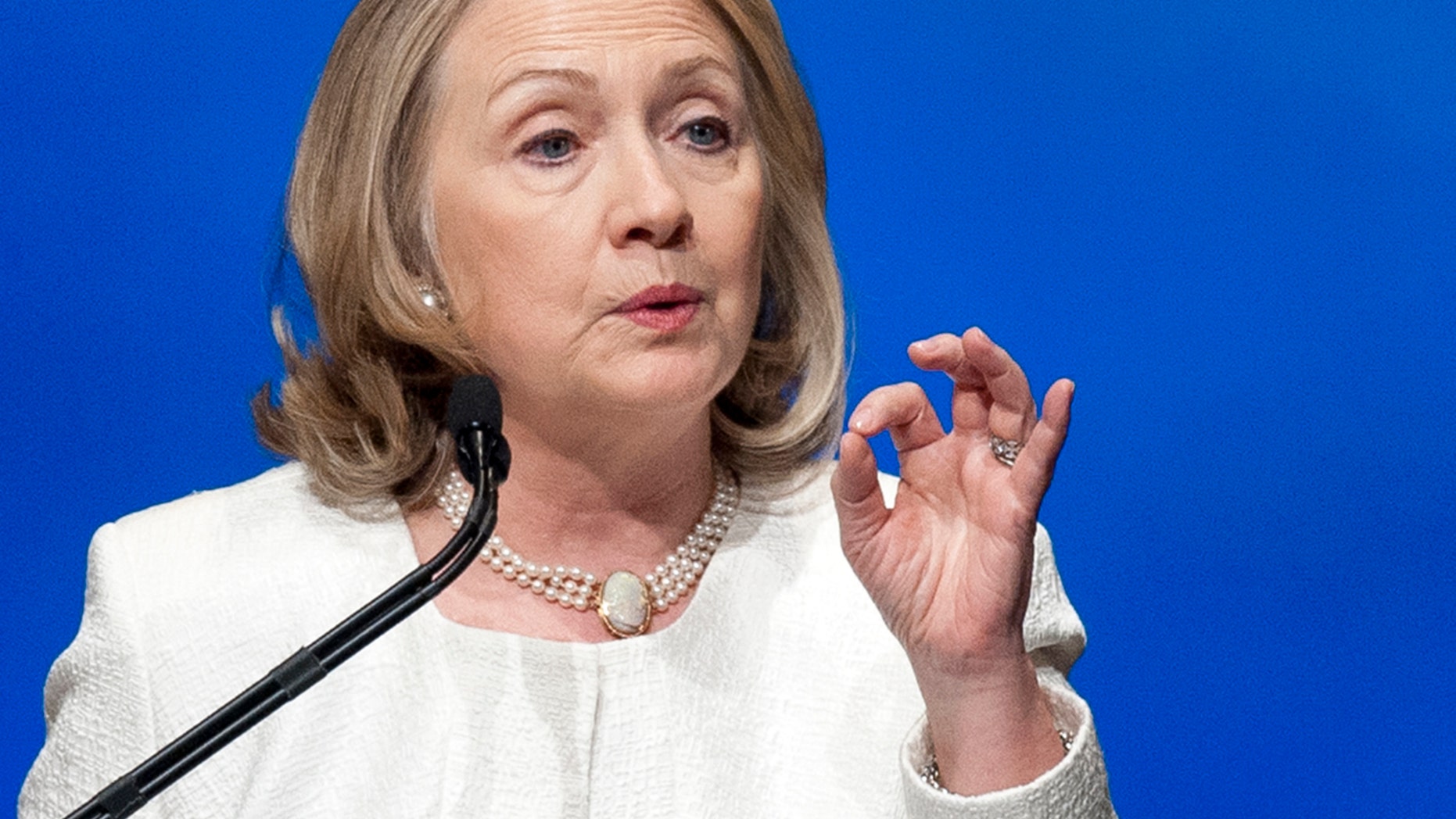 FILE - In this April 2, 2013 file photo, former Secretary of State Hillary Rodham Clinton speaks in Washington. Clinton and New York Gov. Andrew Cuomo are among a group of potential 2016 presidential candidates hailing from the same states, including: Wisconsin Gov. Scott Walker and Rep. Paul Ryan, R-Wis., former Florida Gov. Jeb Bush and Sen. Marco Rubio, R- Fla., and perhaps Texas Gov. Rick Perry and freshman Sen. Ted Cruz, R-Texas.(AP Photo/Cliff Owen, File)