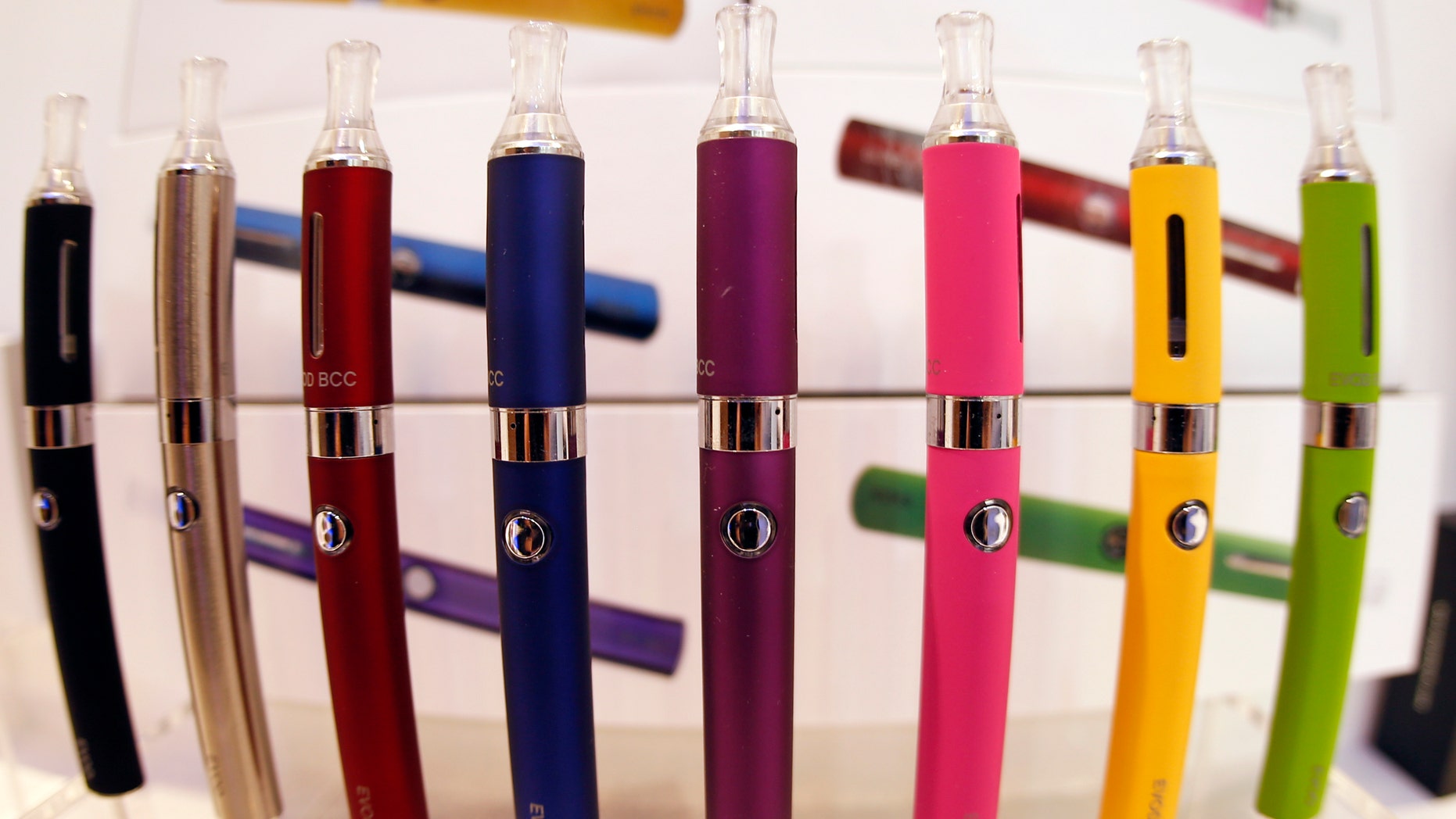 A window display with different electronic cigarettes is seen in a shop. (REUTERS/Charles Platiau)