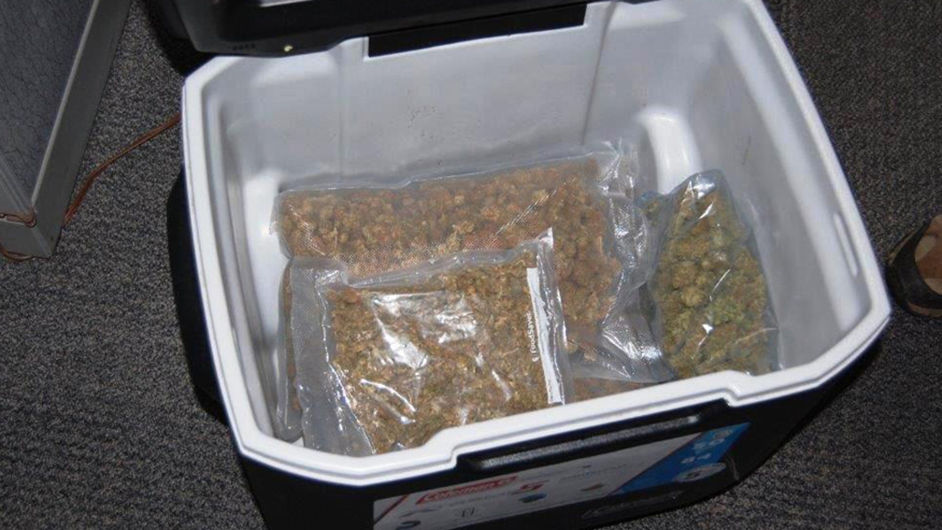 Cooler full of marijuana donated to a Goodwill in Monroe, Washington.