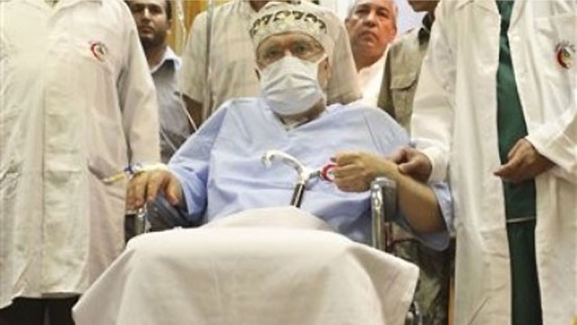 Sept. 9, 2009: Libyan Abdel Baset al-Megrahi, who was found guilty of the 1988 Lockerbie bombing, is visited by a group of African parliamentarians, not pictured, at Tripoli Medical Center in Tripoli, Libya.