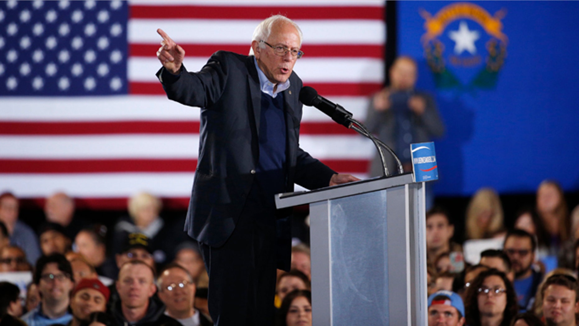 Sen. Bernie Sanders at a rally Sunday, Nov. 8, 2015, in North Las Vegas, Nevada.