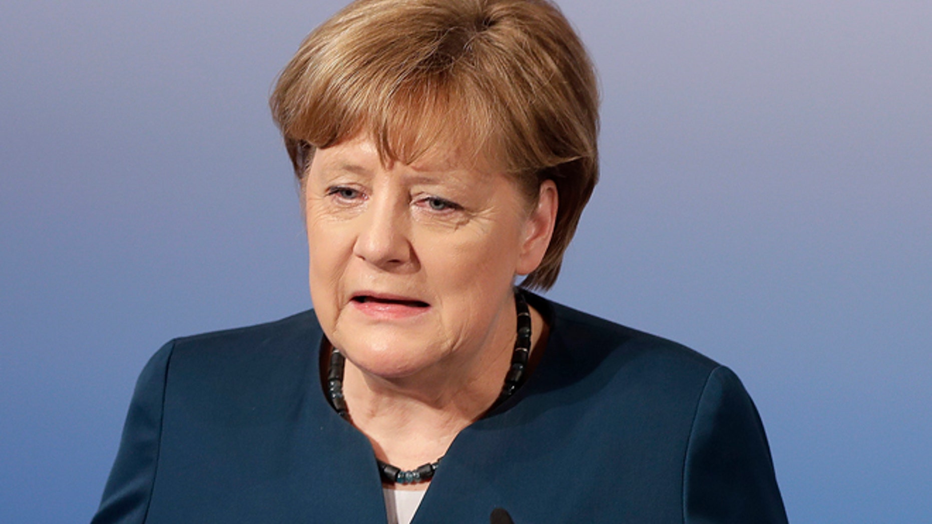 Feb. 18, 2017: German Chancellor Angela Merkel speaks in Munich, Germany.