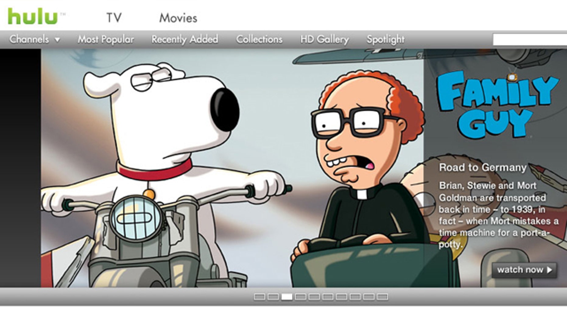 Popular Web site Hulu lets you watch television such as the animated series Family Guy shows over the Internet.