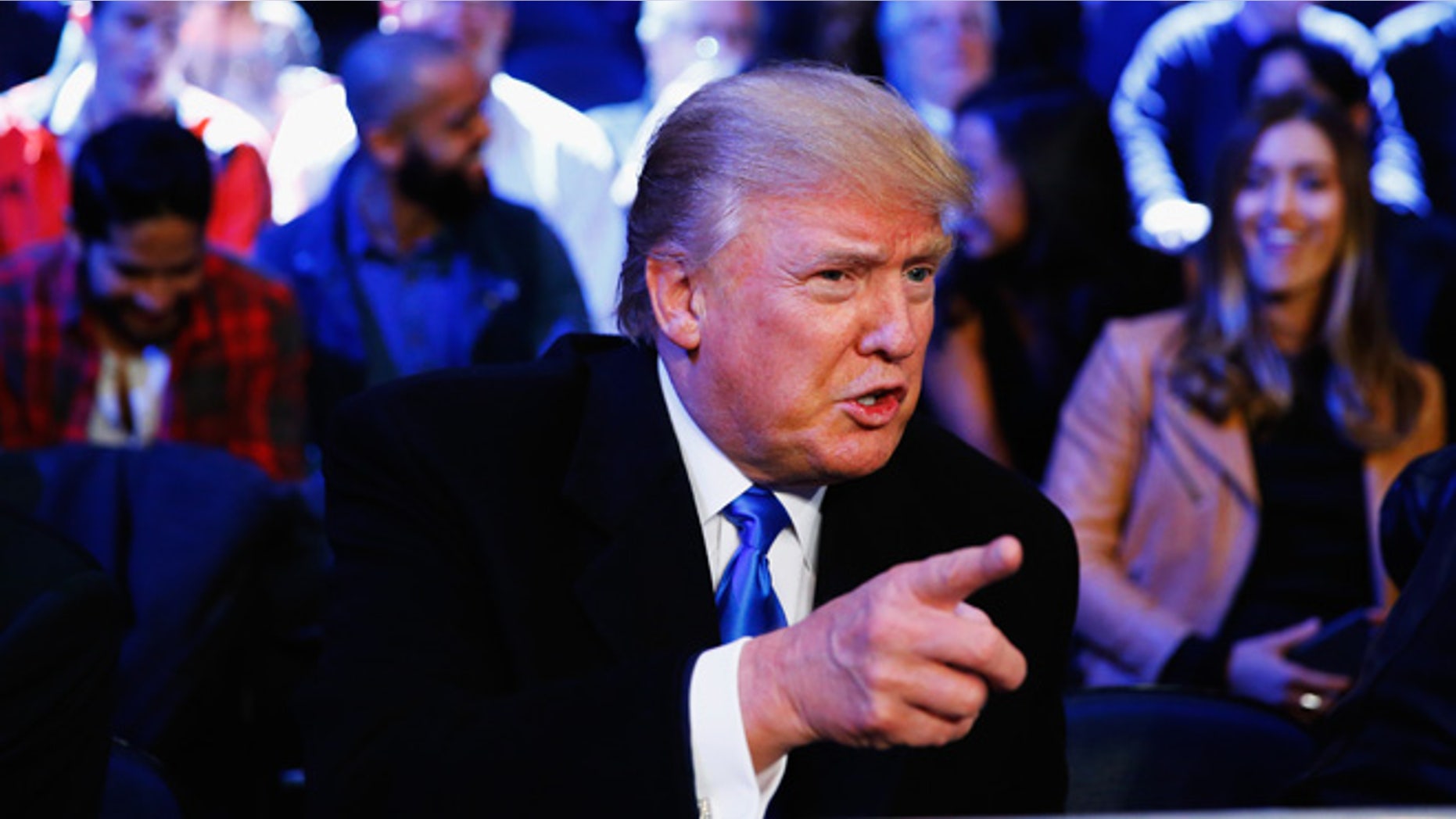 NEW YORK, NY - OCTOBER 17: Presidential candidate Donald Trump attends the fight between Gennady Golovkin against David Lemieux for their WBA/WBC interim/IBF middleweight title unification bout at Madison Square Garden on October 17, 2015 in New York City. (Photo by Al Bello/Getty Images)
