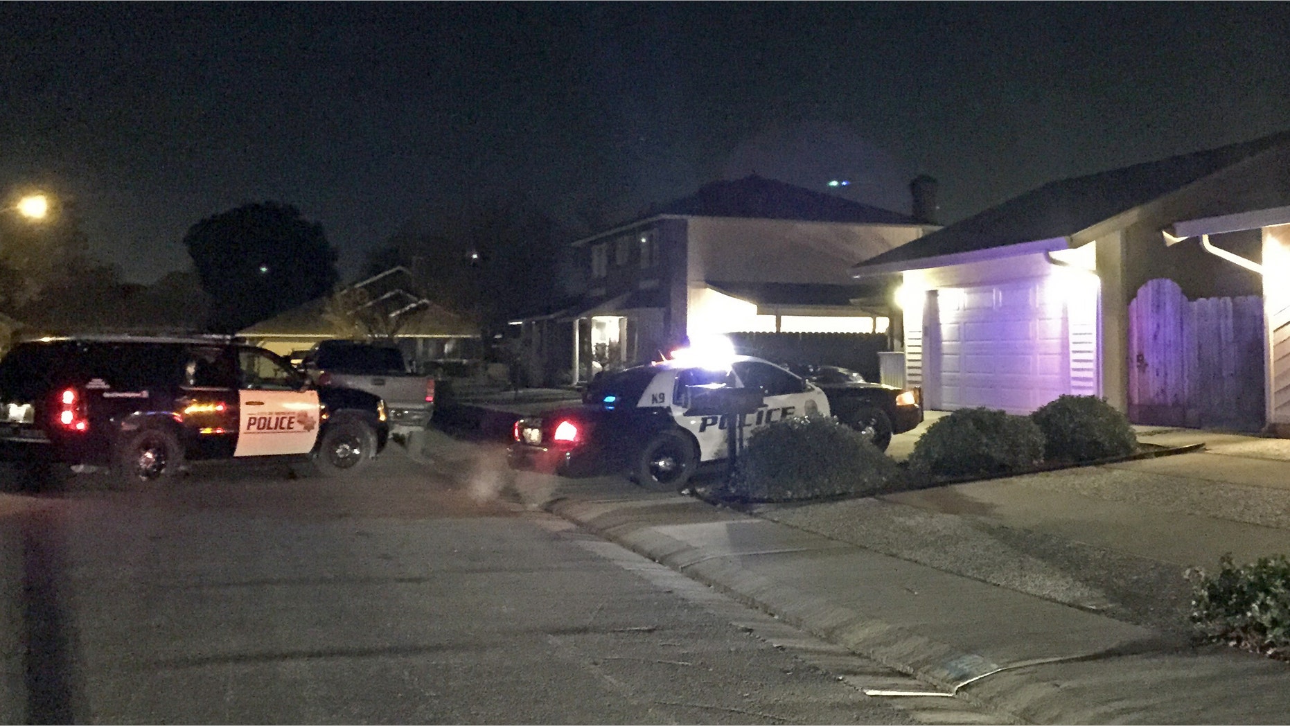 Jan. 1, 2015: Modesto, Calif., Police Department shows the scene where a man fatally shot his wife, two grown children before taking his own life at their Modesto home on New Year's Day, police said
