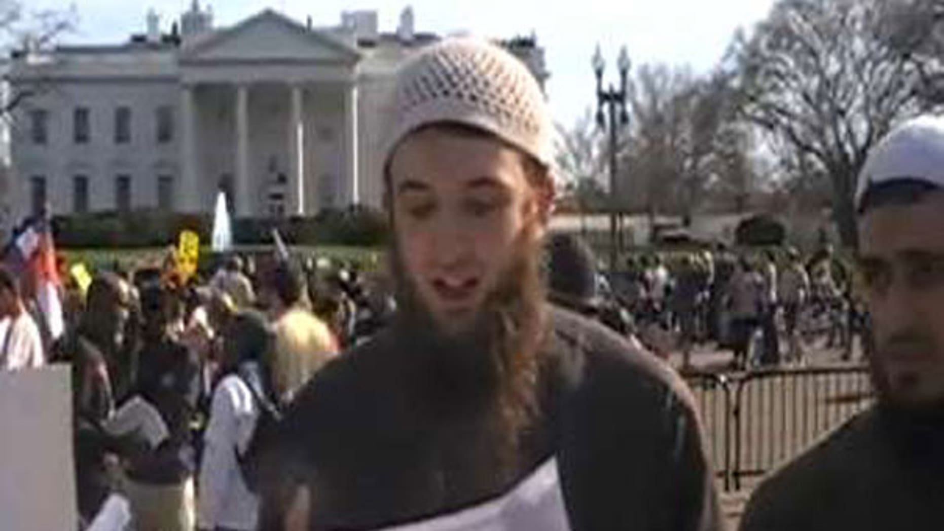 Zachary Adam Chesser, seen here, participates in a rally last April in Washington, D.C. (Jawa Report)