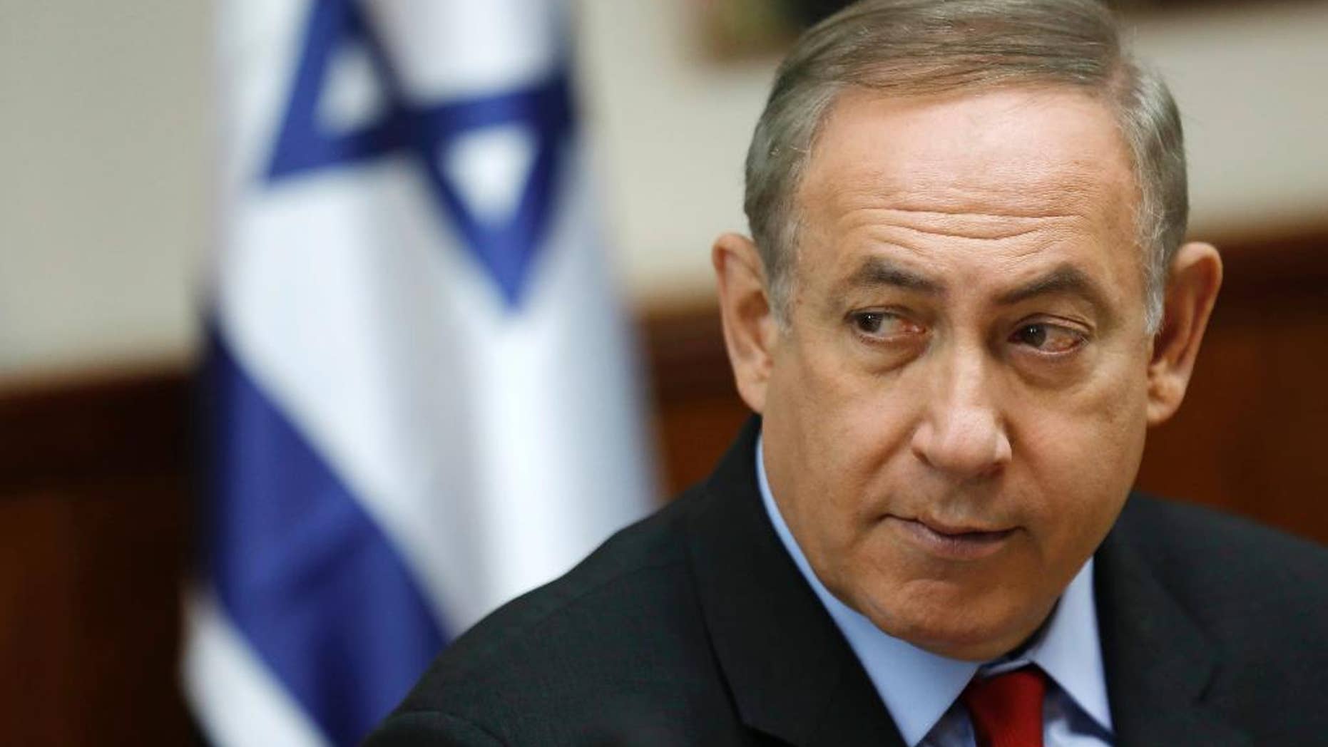 FILE -- In this Thursday, March 16, 2017 file photo, Israeli Prime Minister Benjamin Netanyahu attends a cabinet meeting in Jerusalem.