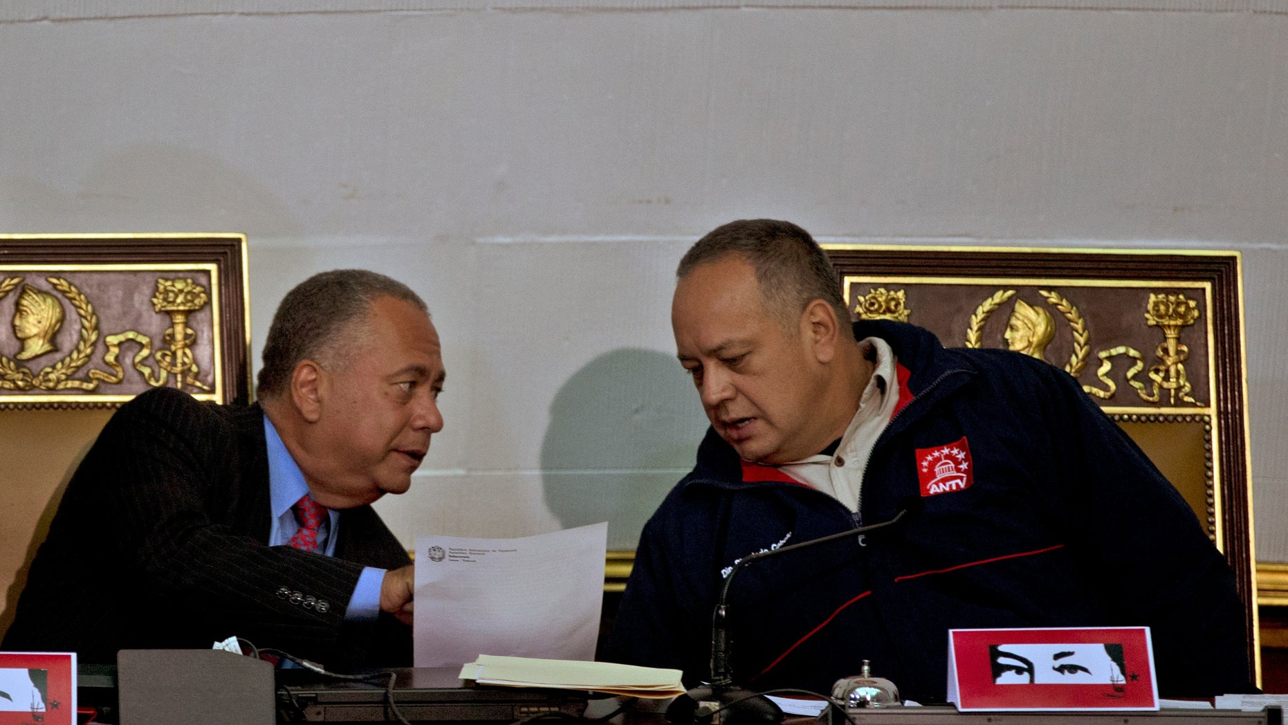 National Assembly's President Diosdado Cabello and first Vice President Elvis Amoroso.