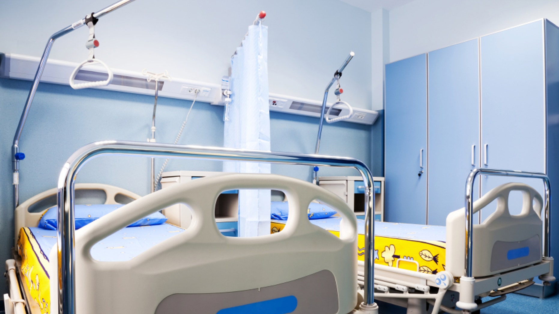 modern rehabilitation room in a hospital with two beds