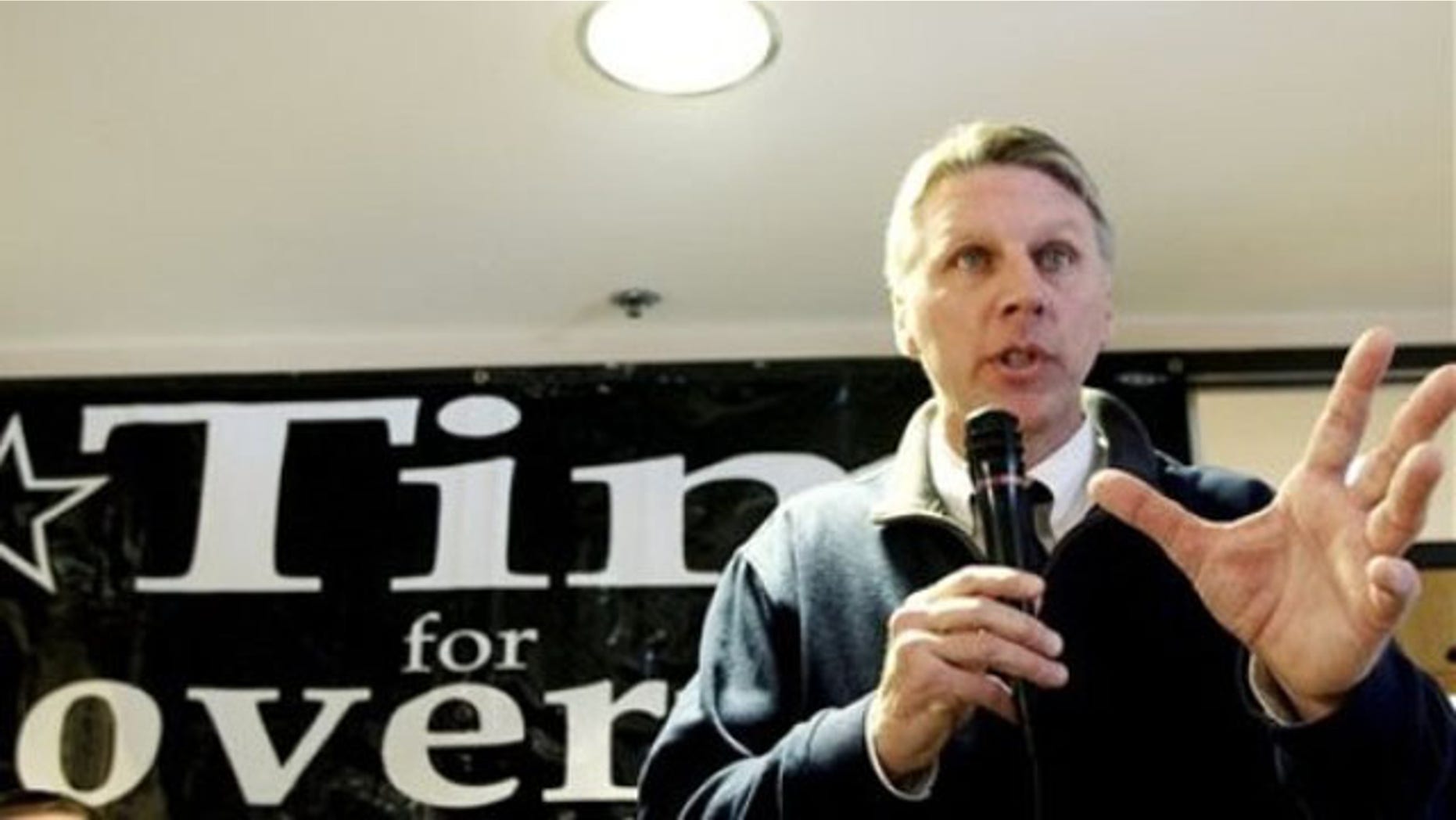 In this Feb. 13 file photo, Massachusetts Treasurer Tim Cahill speaks at his campaign headquarters in Quincy, Mass. (AP Photo)