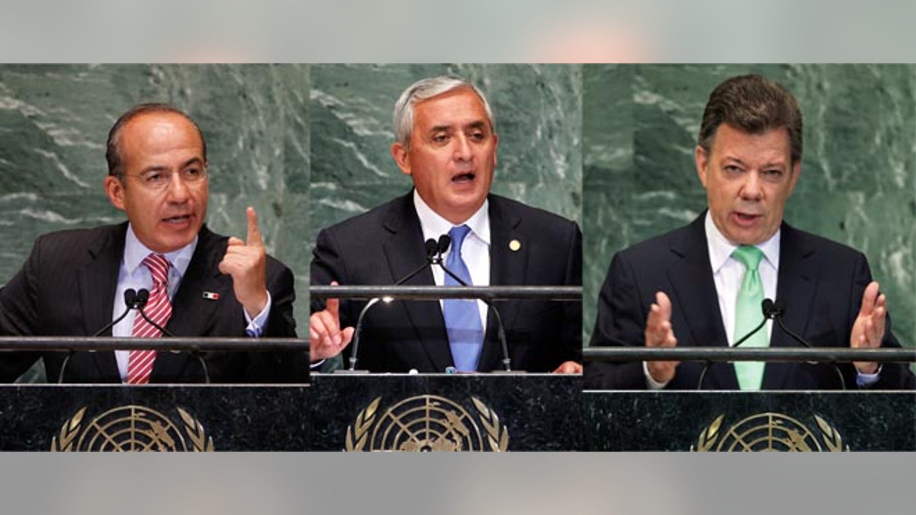 President Felipe Calderon of Mexico, President of Guatemala Otto Perez Molina, and the President of Colombia Juan Manuel Santos.