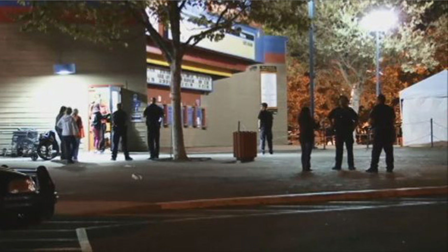 August 23, 2014: Police talk to concertgoers outside the Shoreline Ampitheatre in Mountain View, Calif. after a 38-year-old Oakland man was fatally shot following a concert featuring hip-hop artists Wiz Khalifa and Jeezy (Photo courtesy KTVU/viewer submission)