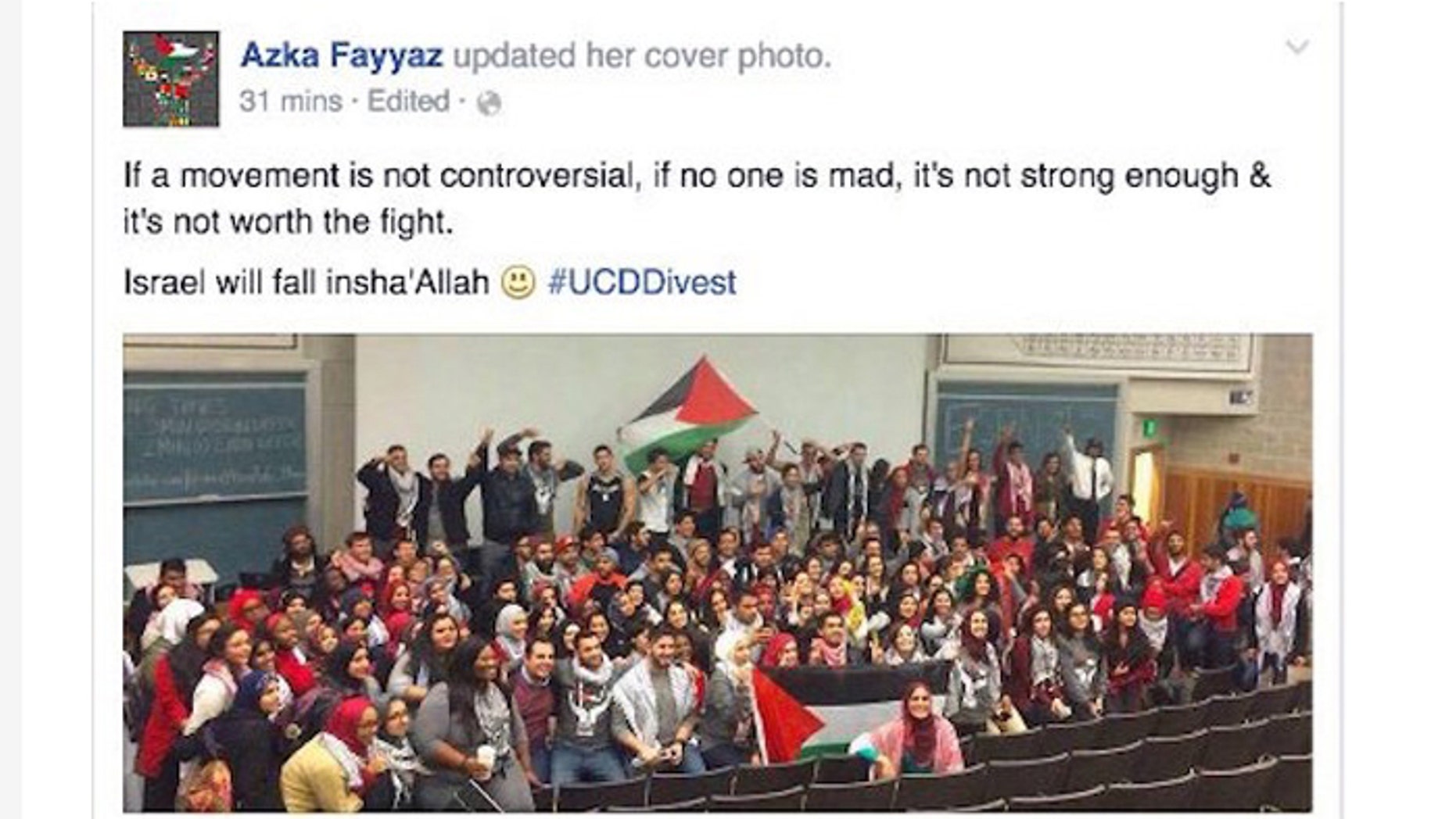 Jewish activists are frightened by the anti-Semitic climate at University of California. (Twitter)