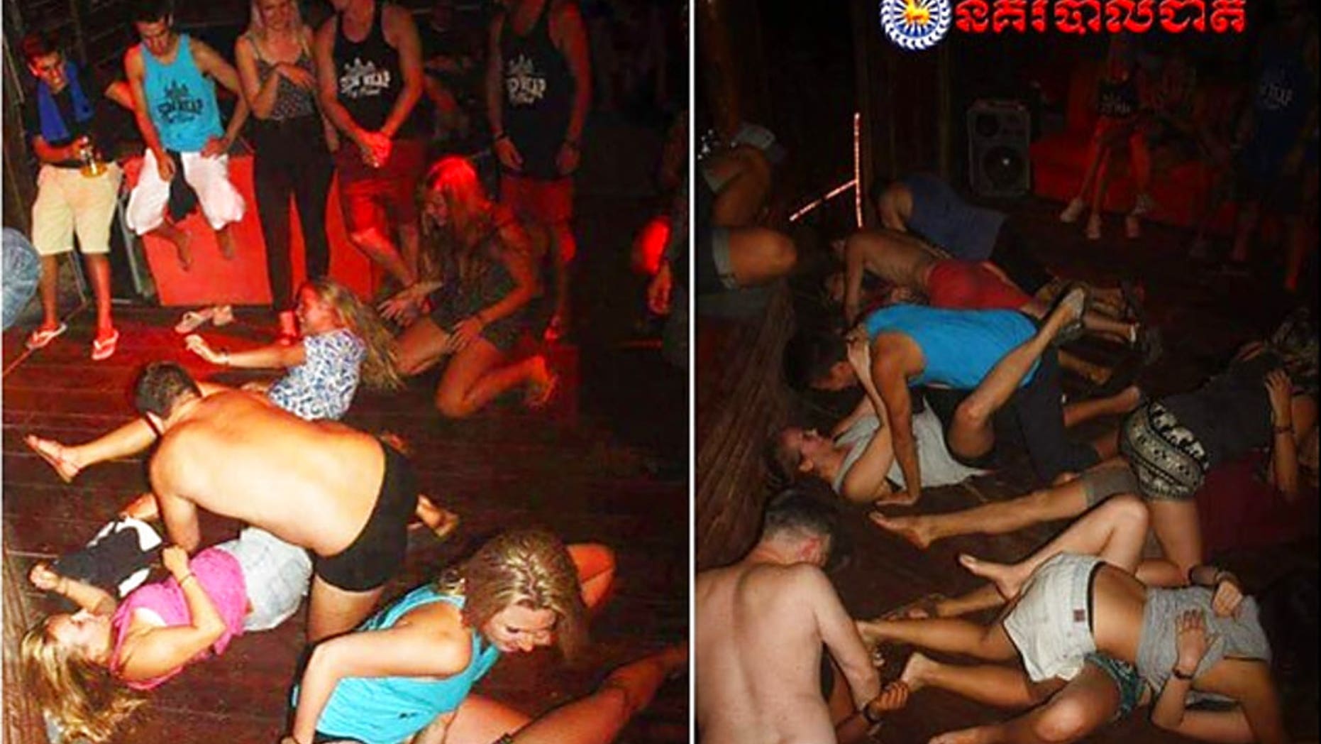 A group of unidentified foreigners was accused of "dancing pornographically" at a party in Siem Reap town, near Cambodia's famed Angkor Wat temple complex.