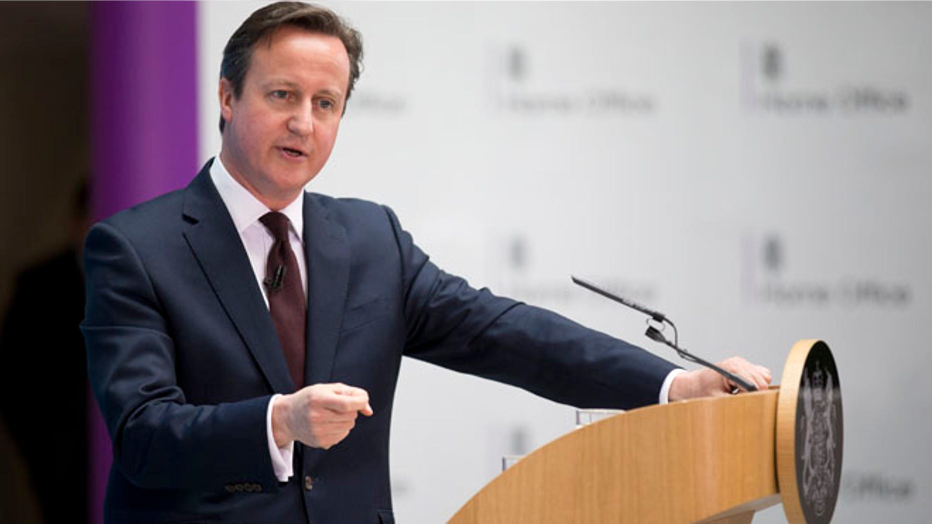 May 21, 2015: Britain's Prime Minister David Cameron answers a question from a journalist after delivering a speech on immigration at the Home Office in London. (AP)