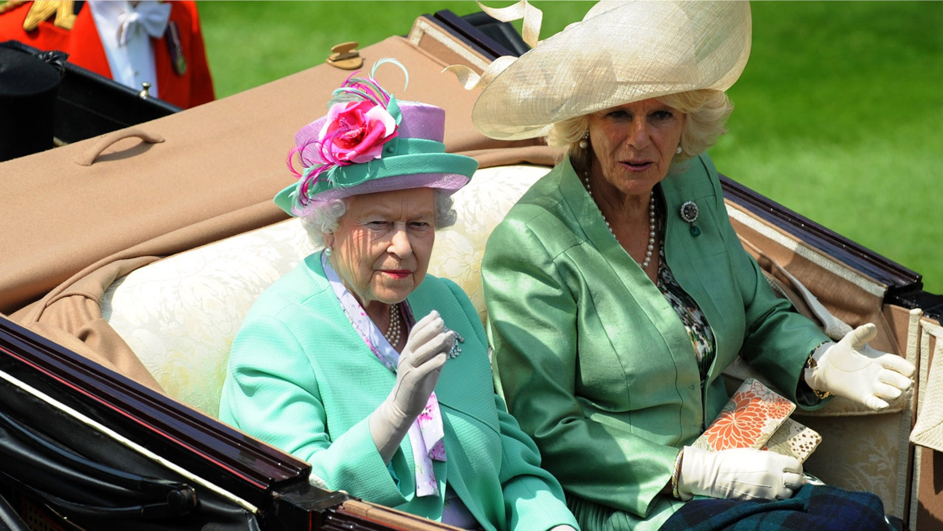 Right to left: Camilla, Duchess of Cornwall, with her mother-in-law, Queen Elizabeth II.