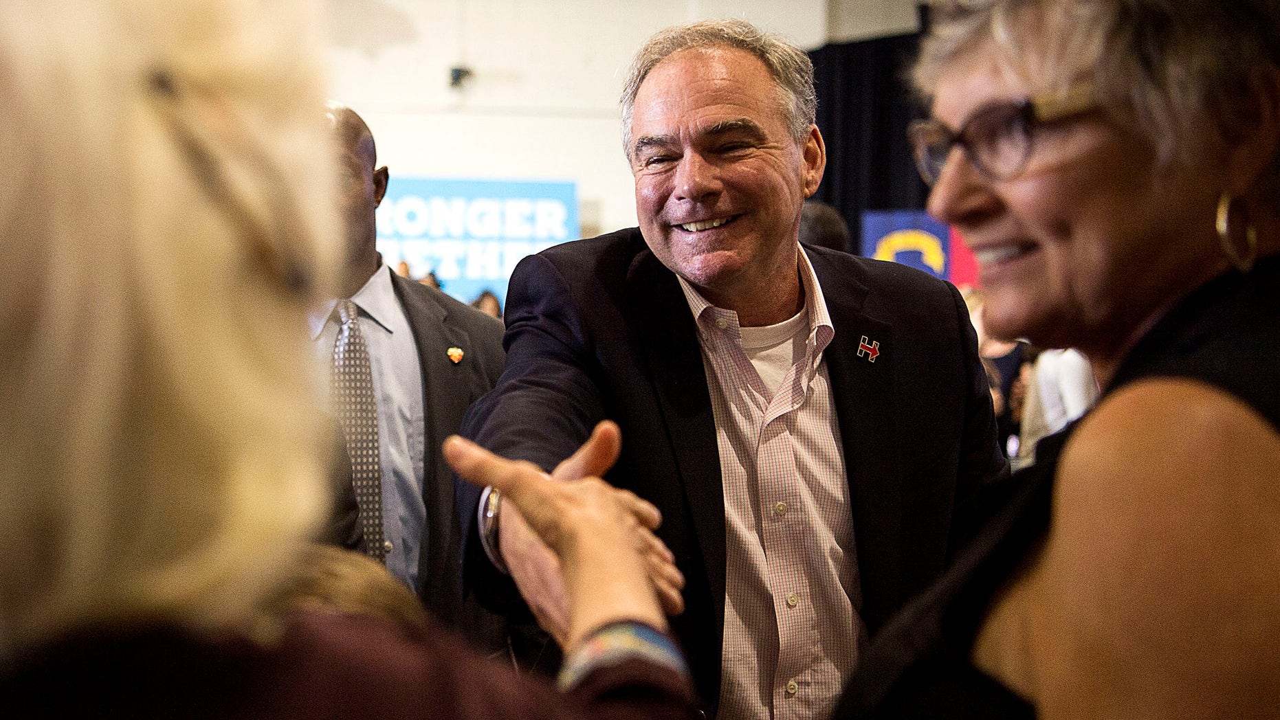 Aug 15, 2016: Democratic vice presidential candidate Tim Kaine greets supports at the conclusion of his remarks at the Arthur Edington Education & Career Center in Asheville, N.C.