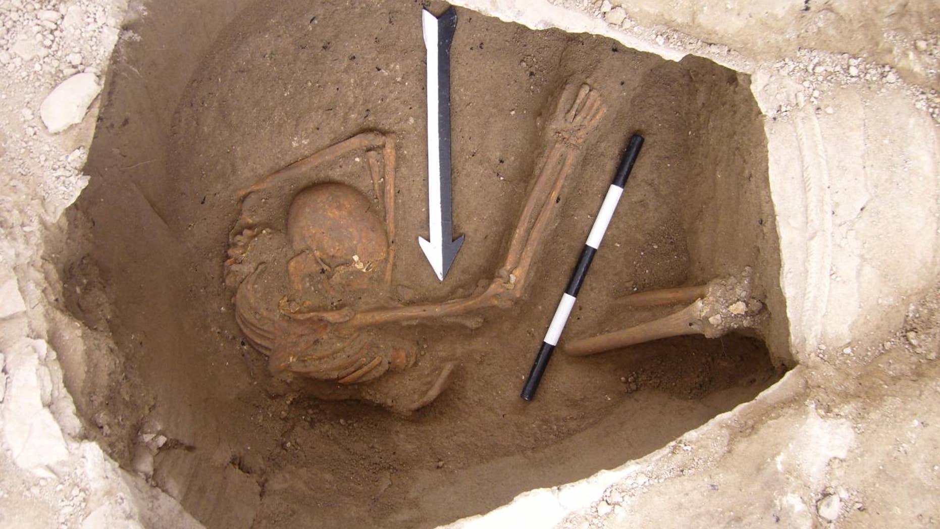 A large jar burial containing the remains of one of the individuals sequenced in the study (Dr. Claude Doumet-Serhal - The Sidon excavation).