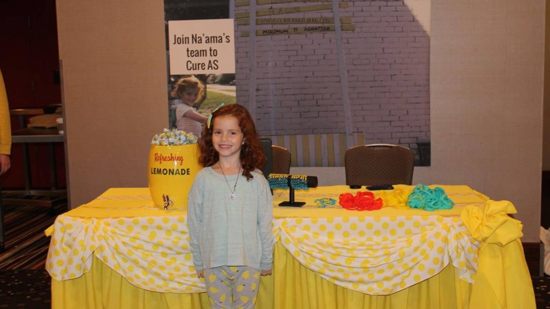 Na'ama Uzan, 6, started a lemonade stand outside her family's home in 2014 to raise funds to help research Angelman syndrome, which her brother suffers from.