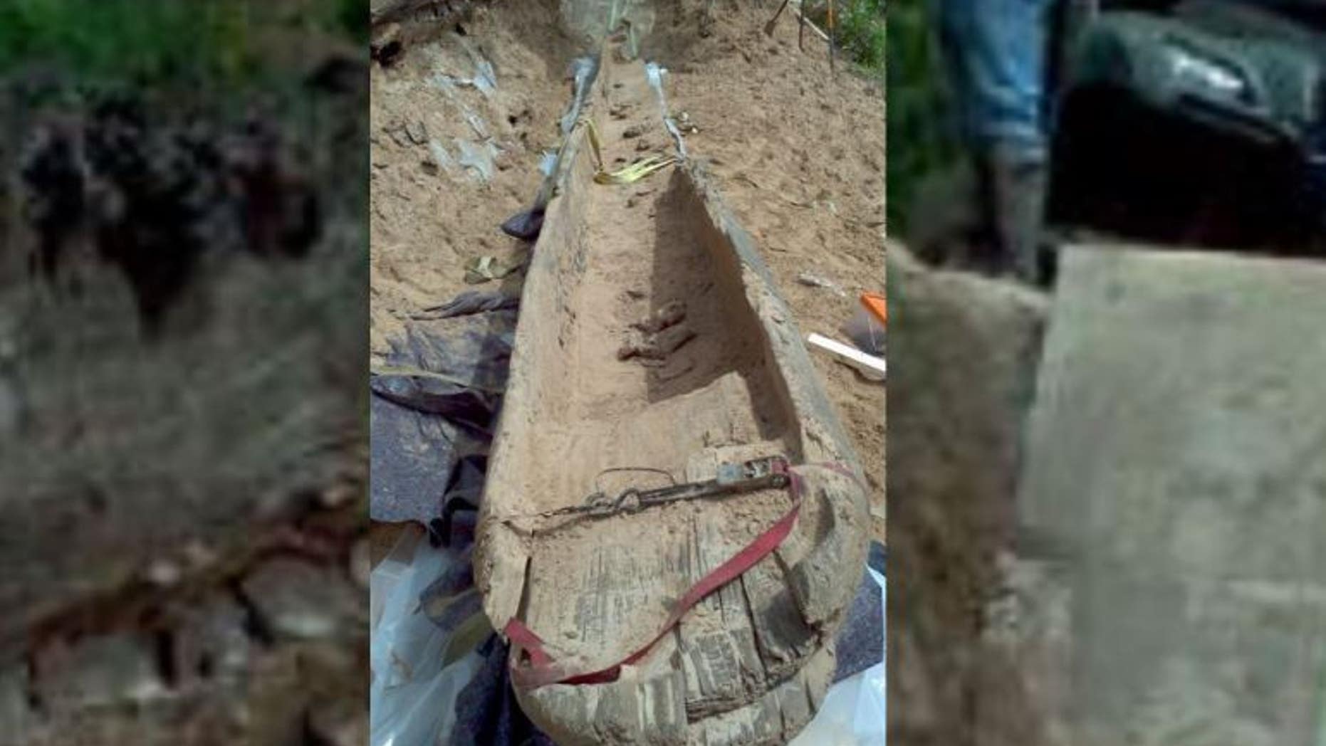 Ancient Native American canoe found in Louisiana.