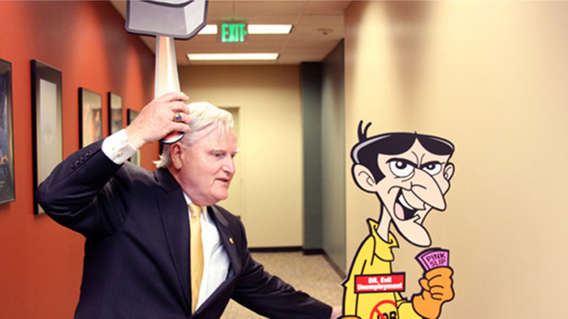 Workplace Central Florida launched its "Cape-A-Bility Challenge" on April 11 as way for jobless Floridians to take on "Dr. Evil Unemployment," right, in the agency's comic book-themed campaign, which runs through June 30. (WorkplaceCentralFlorida.com)