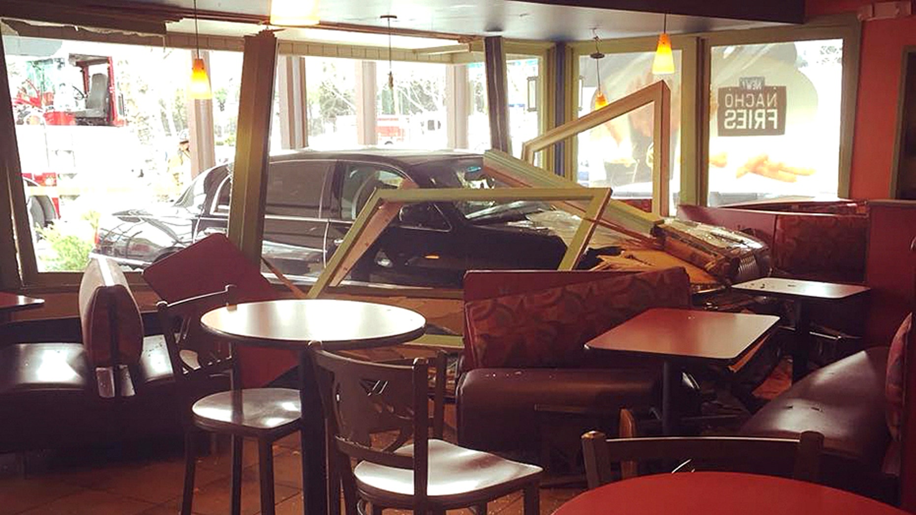 A driver in California smashed through the front of a Taco Bell.