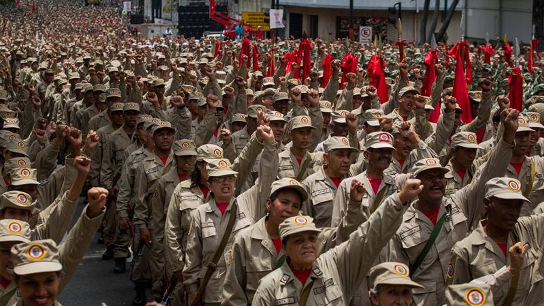 The Bolivarian militias were first created by the late Hugo Chavez to assist the armed forces in the defense of his "revolution."