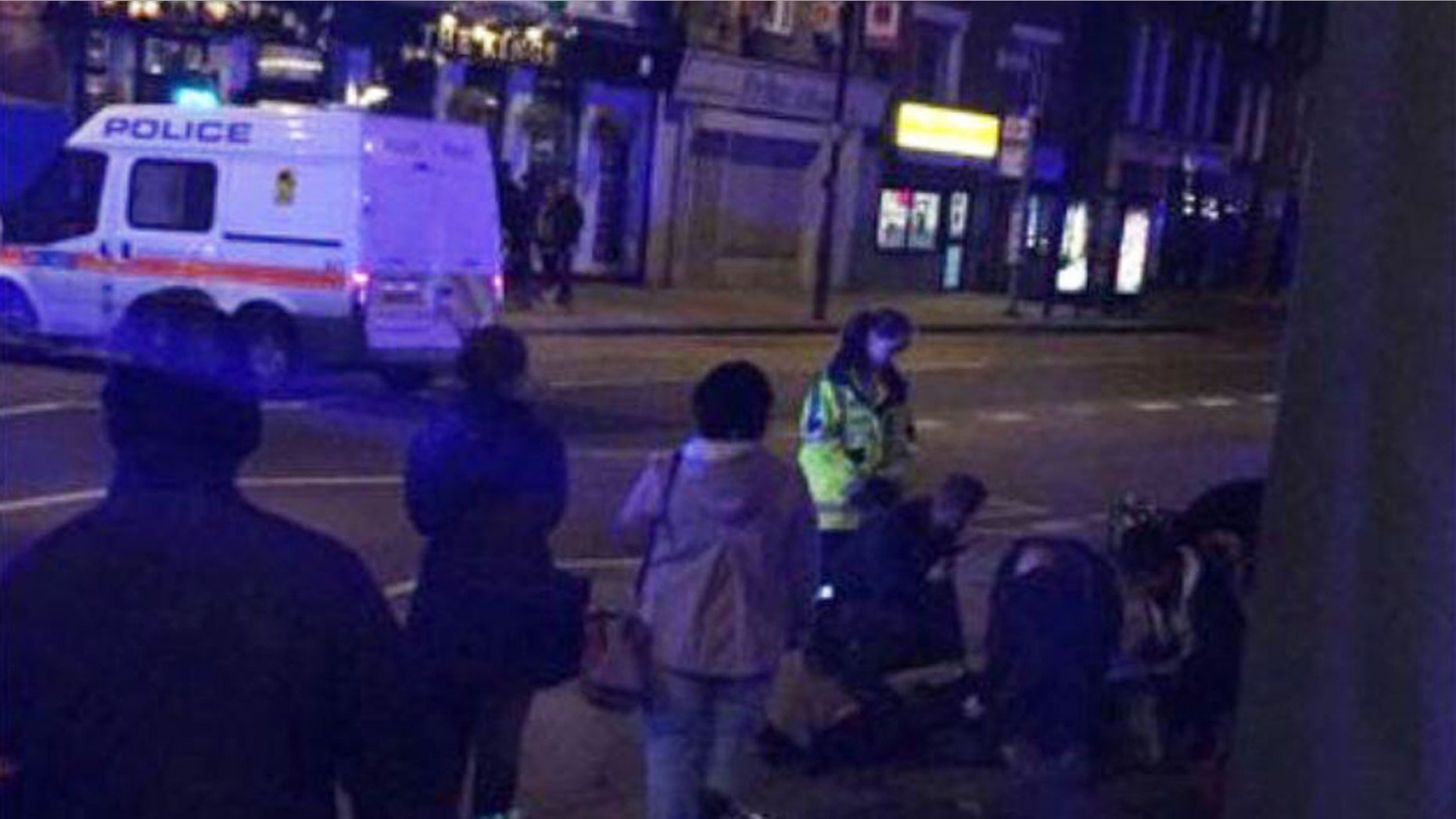 A car hit several pedestrians in Islington, north London late Saturday, leaving four people injured.