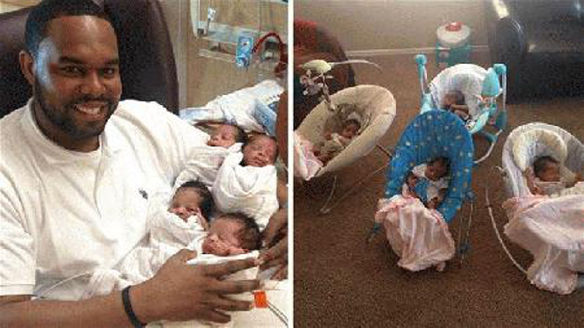 Charlie Morales and his quadruplets. (Photos: Courtesy WOAI/KABB)