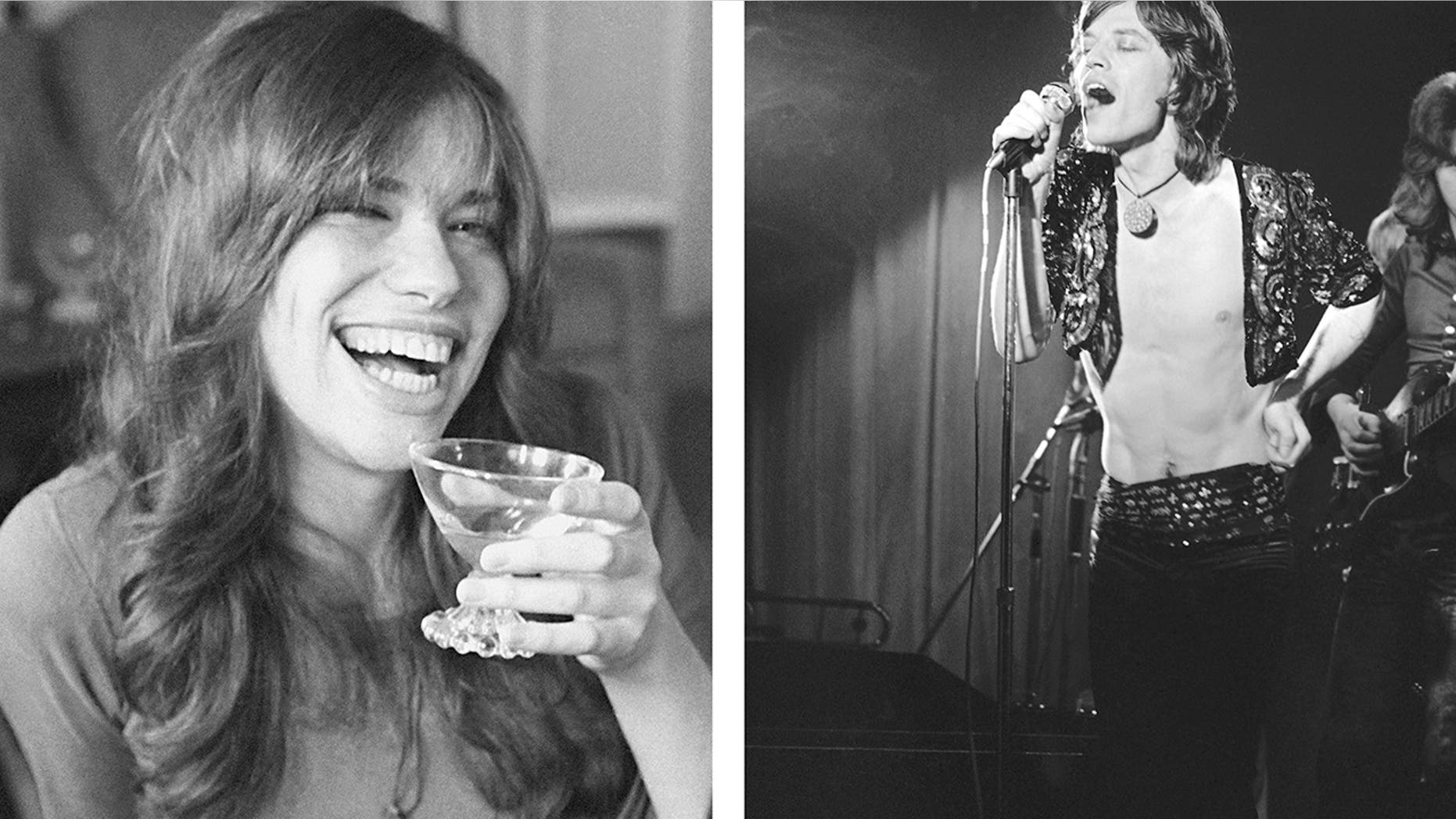 It was revealed Wednesday Aug. 22, 2018, that a lost Mick Jagger, right, duet with Carly Simon, left, has been found more than 45-years after it was first recorded apparently in 1972, with Jagger and Simon seemingly sitting together at a piano and singing a slow love ballad thought to be named "Fragile."