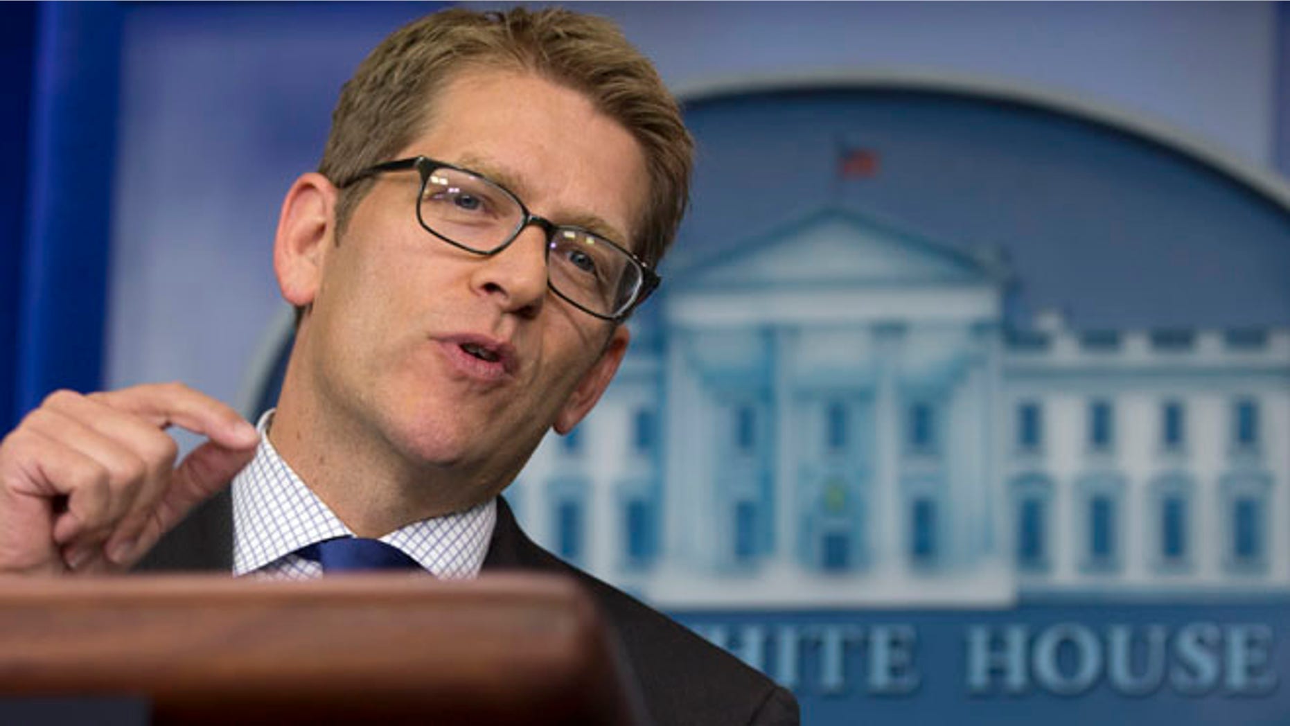July 10, 2013: White House Press Secretary Jay Carney speaks during the daily news briefing at the White House.