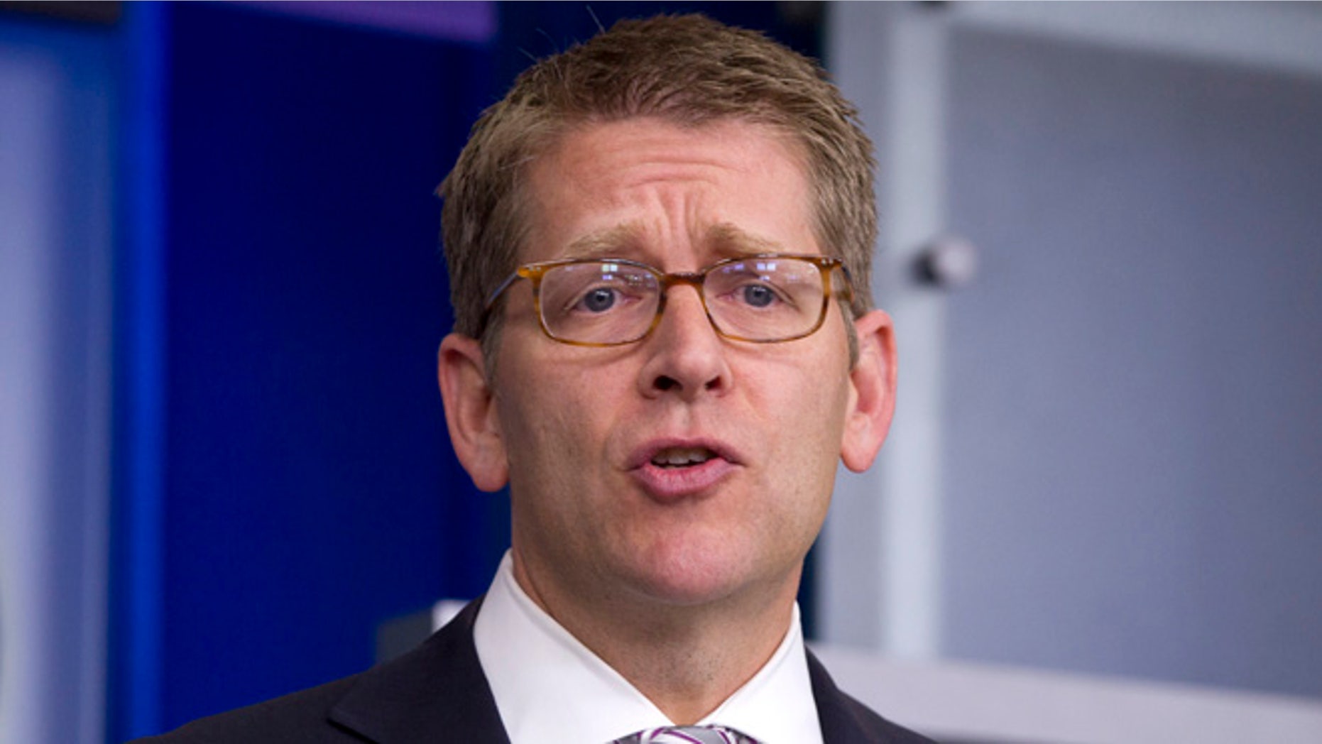Aug. 16, 2012: White House Press Secretary Jay Carney speaks during his daily news briefing at the White House.