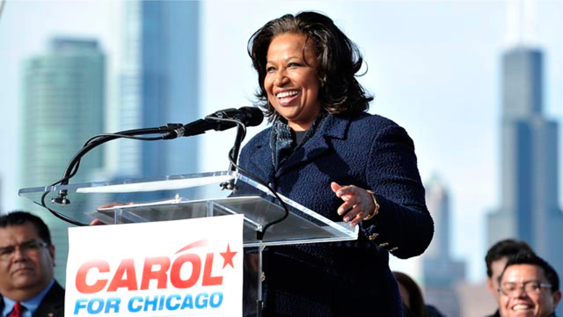 Nov. 20: Former U.S. Sen. Carol Moseley Braun shown here in Chicago as she formally announces her candidacy for Chicago mayor. Braun joins a crowded field of candidates including former White House chief of staff Rahm Emanuel.
