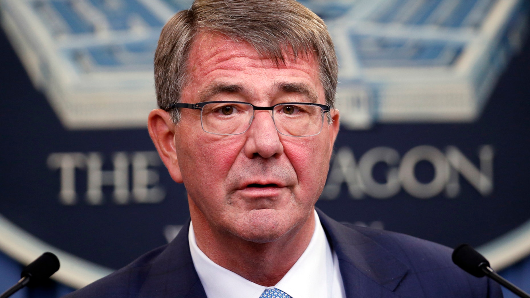 FILE - In this June 30, 2016, file photo, Defense Secretary Ash Carter speaks during a news conference at the Pentagon.
