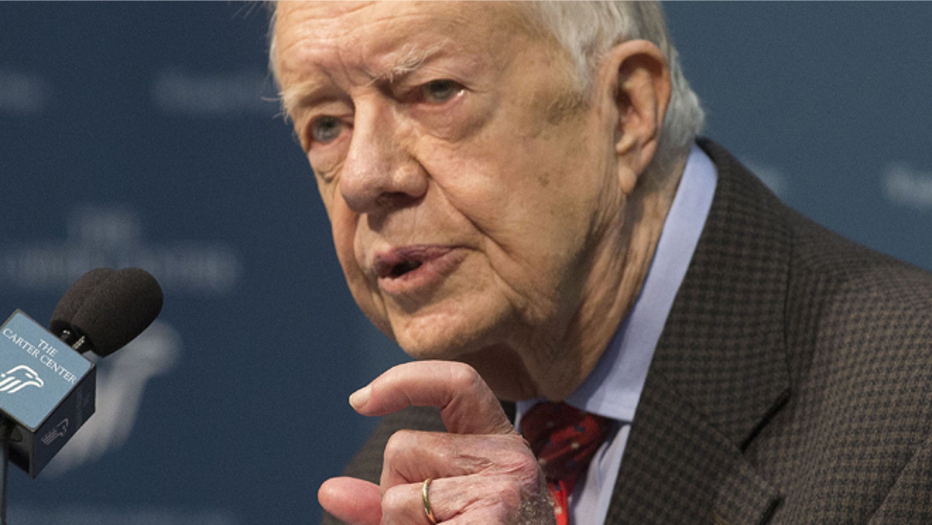 Aug. 20, 2015: Former President Jimmy Carter talks about his cancer diagnosis during a news conference at The Carter Center in Atlanta.