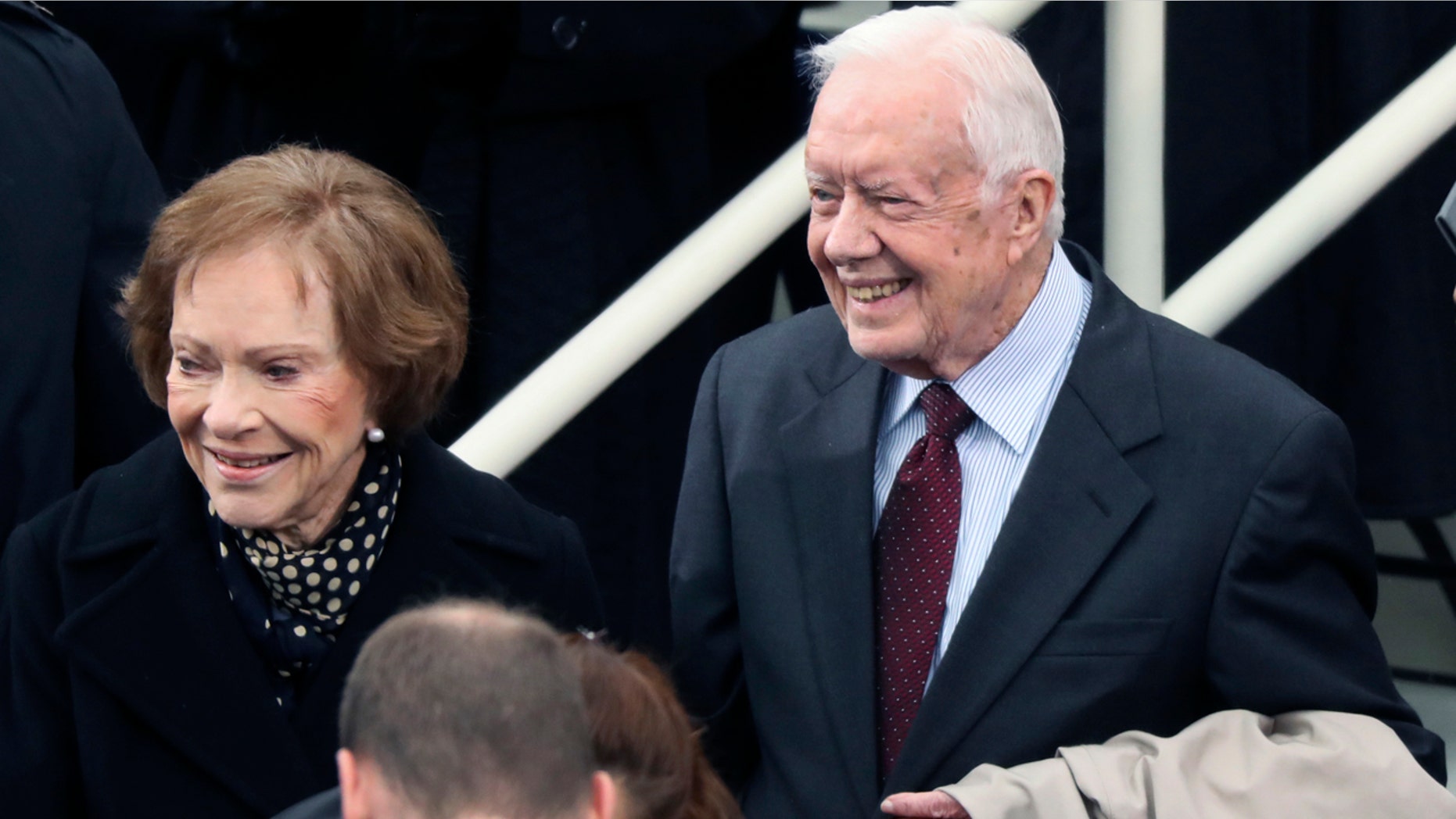 In a Friday, Jan. 20, 2017 file photo, former president Jimmy Carter and Rosalynn Carter arrive during the 58th Presidential Inauguration at the U.S. Capitol in Washington.