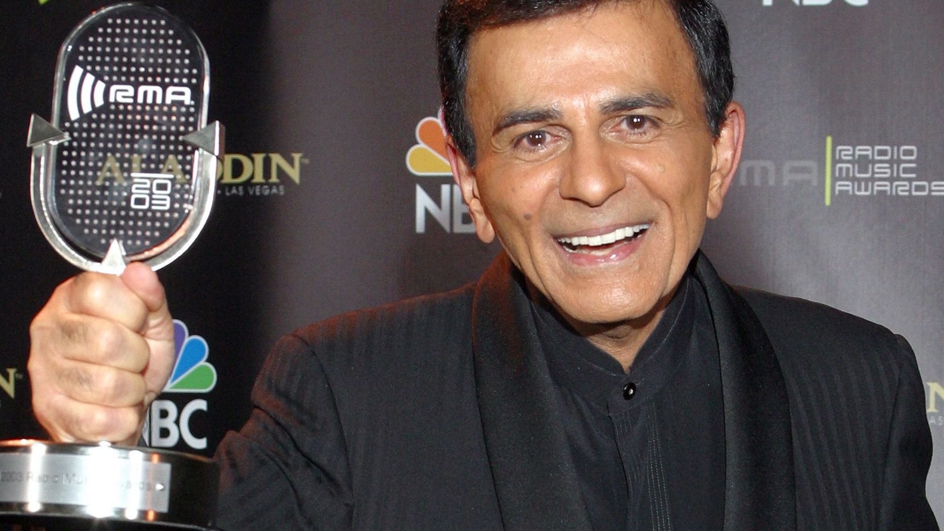 October 27, 2003.Casey Kasem poses for photographers after receiving the Radio Icon award during The 2003 Radio Music Awards in Las Vegas. Attorneys for Kasem's wife and one of his adult daughters told a Los Angeles judge on Friday, Dec. 20, 2013, that they have reached an agreement that will not require a court conservatorship.